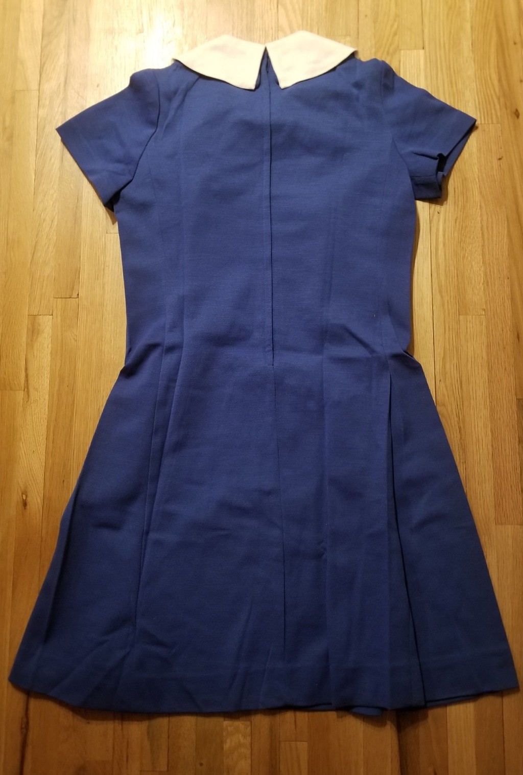 NOS Vintage SEARS 1960s JUNIOR BAZAAR Size 15 Polyester /Worsted Wool Blue Dress