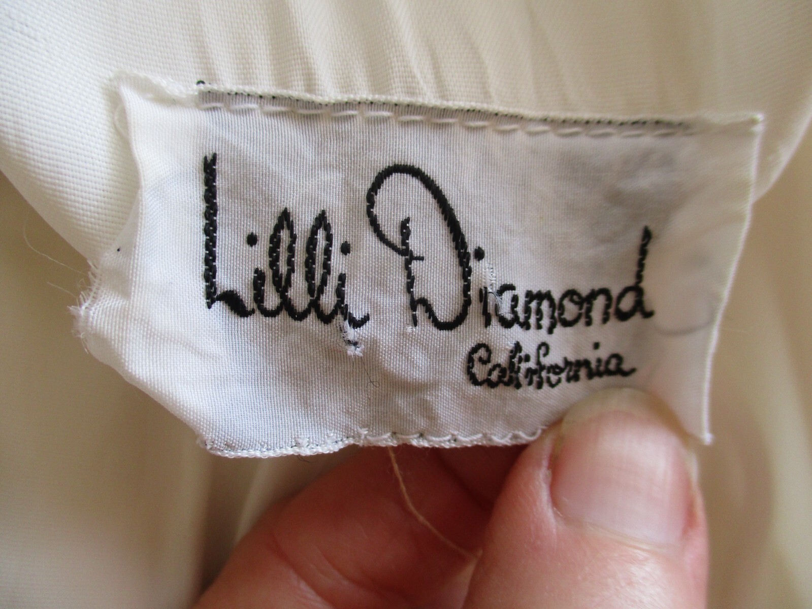 Vtg 70s Lilli Diamond Maxi Dress Gown XS/S Ivory Drop Sequin Statement Sleeves