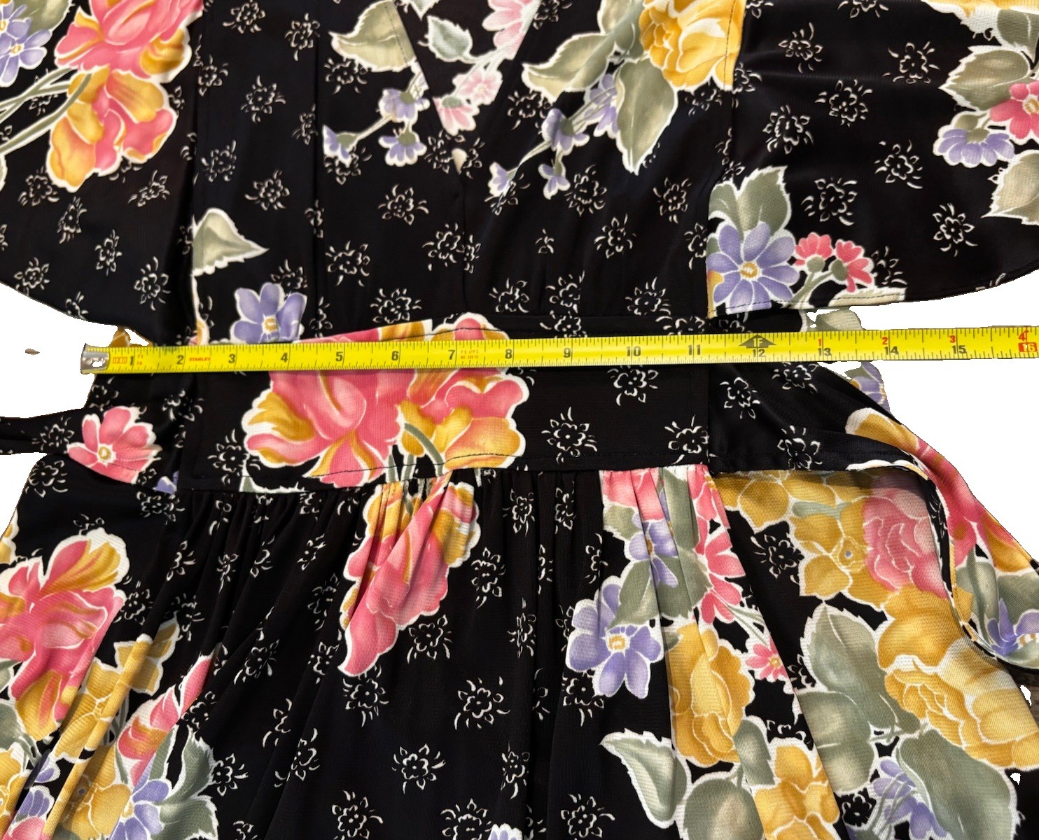 VTG Union Made 70s Boho Floral Flutter Sleeve Cottagecore Maxi Dress Size 13