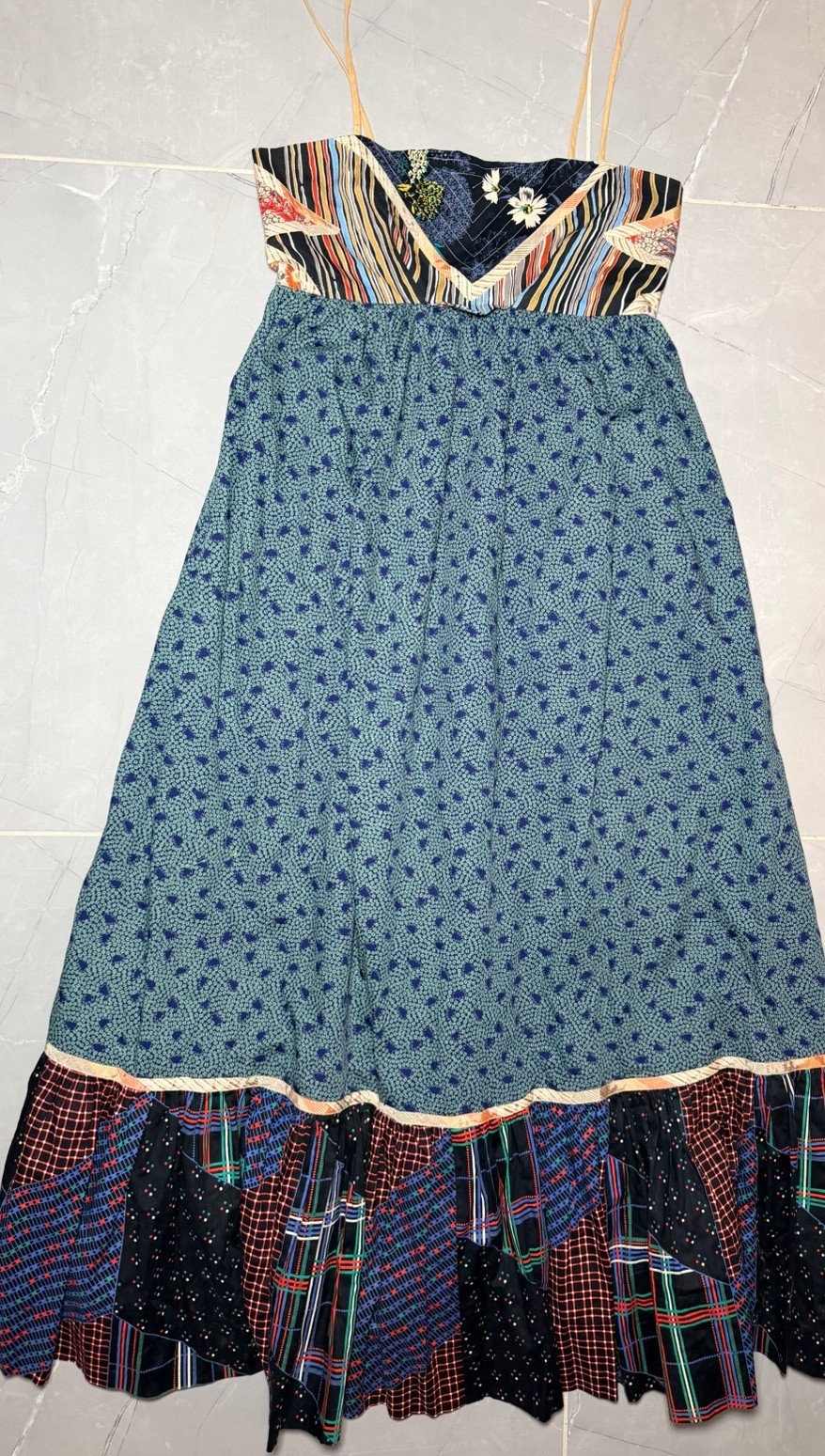 Vintage 1980 Koos Van Den Akker Patchwork Collage Cotton Dress