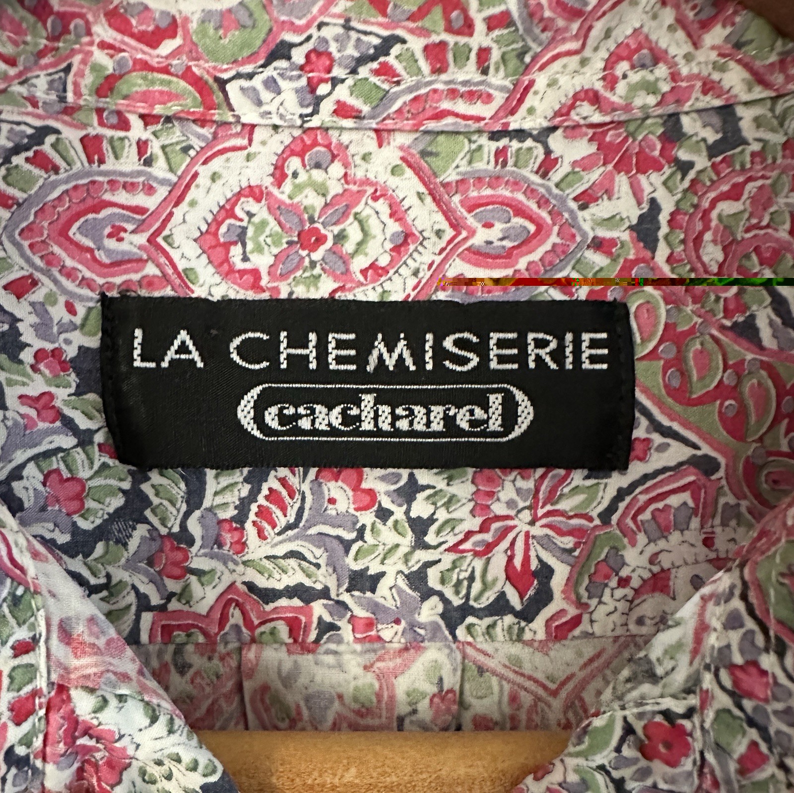 VTG Cacharel SzM Cotton Pink Floral Paisley Shirt La Chemiserie France 80s