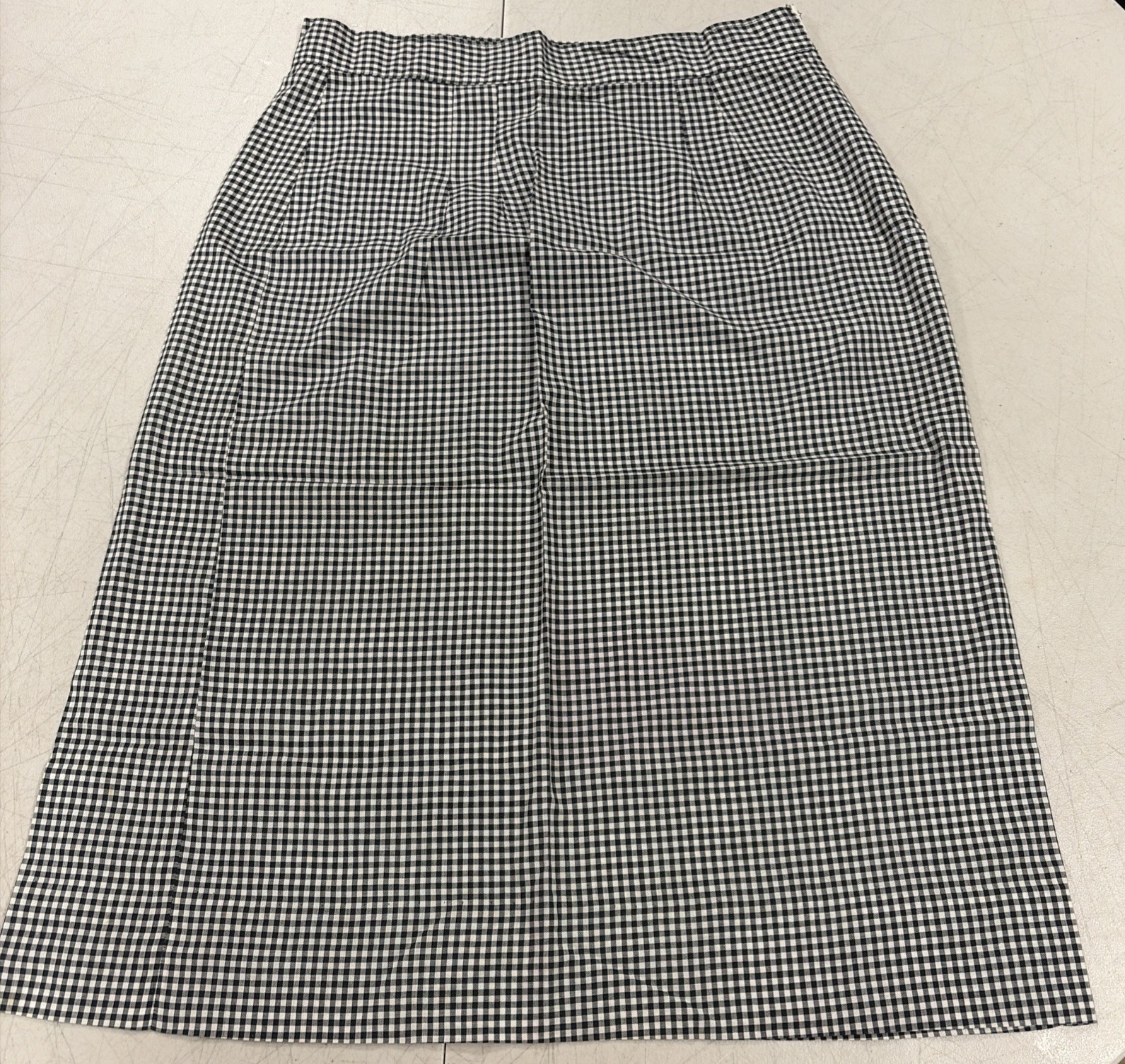 1960&rsquo;s Homemade Gingham Pleated Cotton Skirt Black & White Size M?