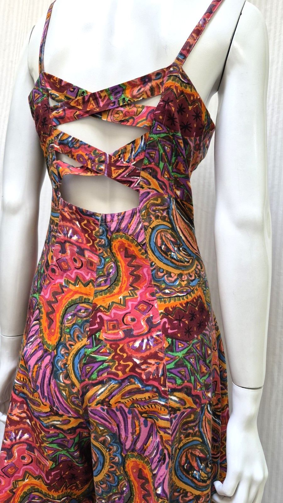 Vintage 1990s TREND BASICS Paisley Floral Romper Criss Cross Back – Size S – EUC