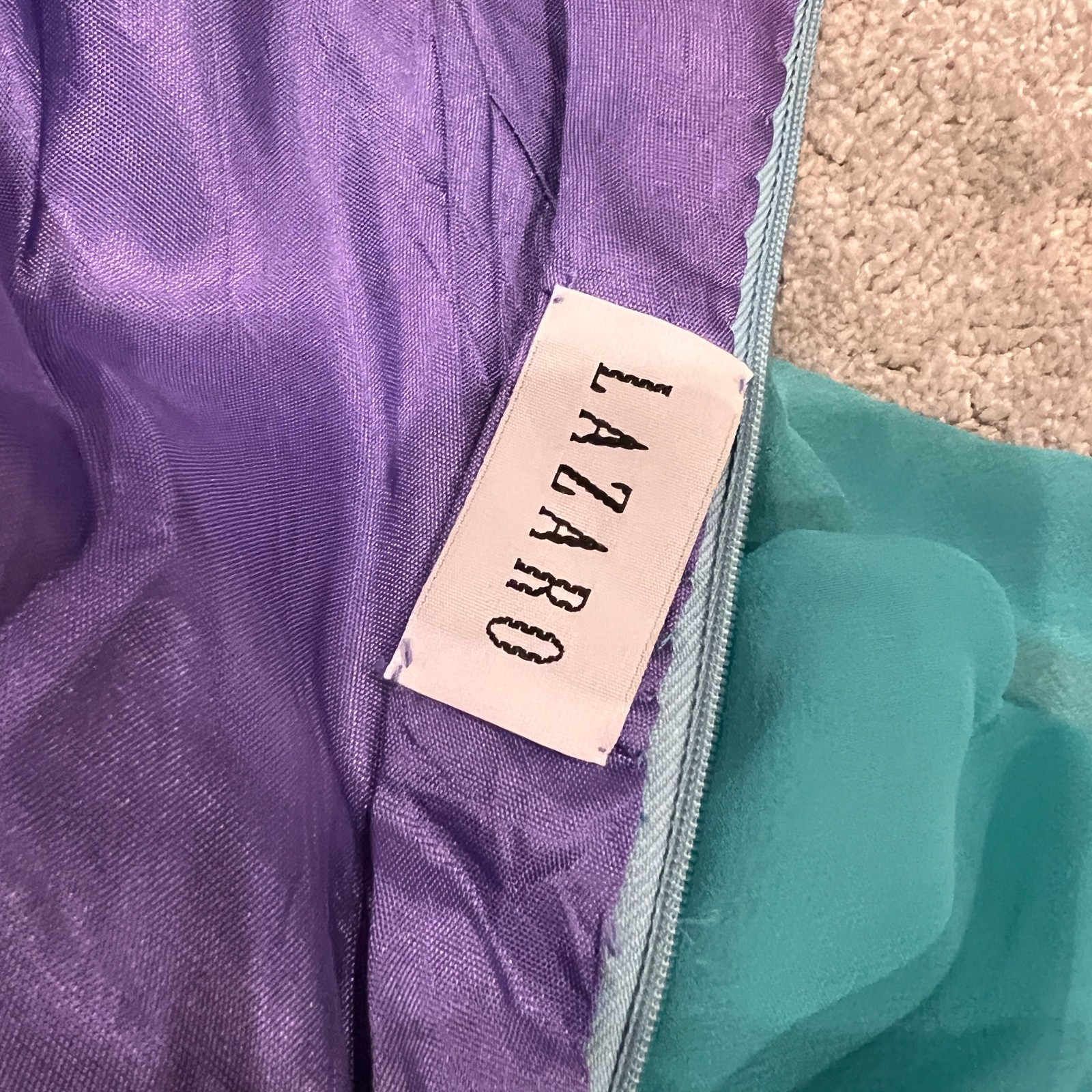 Vintage Lazaro Two-Piece Formal Gown Aqua Blue Chiffon Satin Prom Dress Y2K 90s