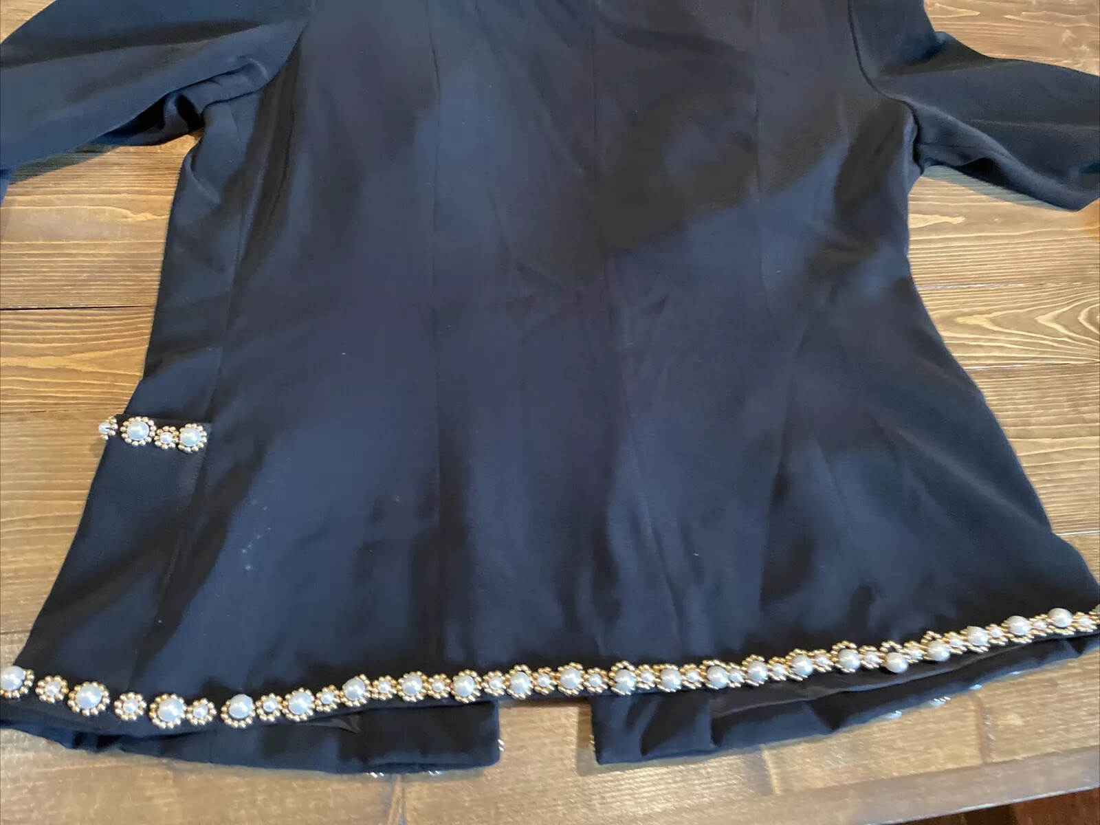 Vtg d’ore by Della Roufogali Beaded Black Open Cardigan Sz 10