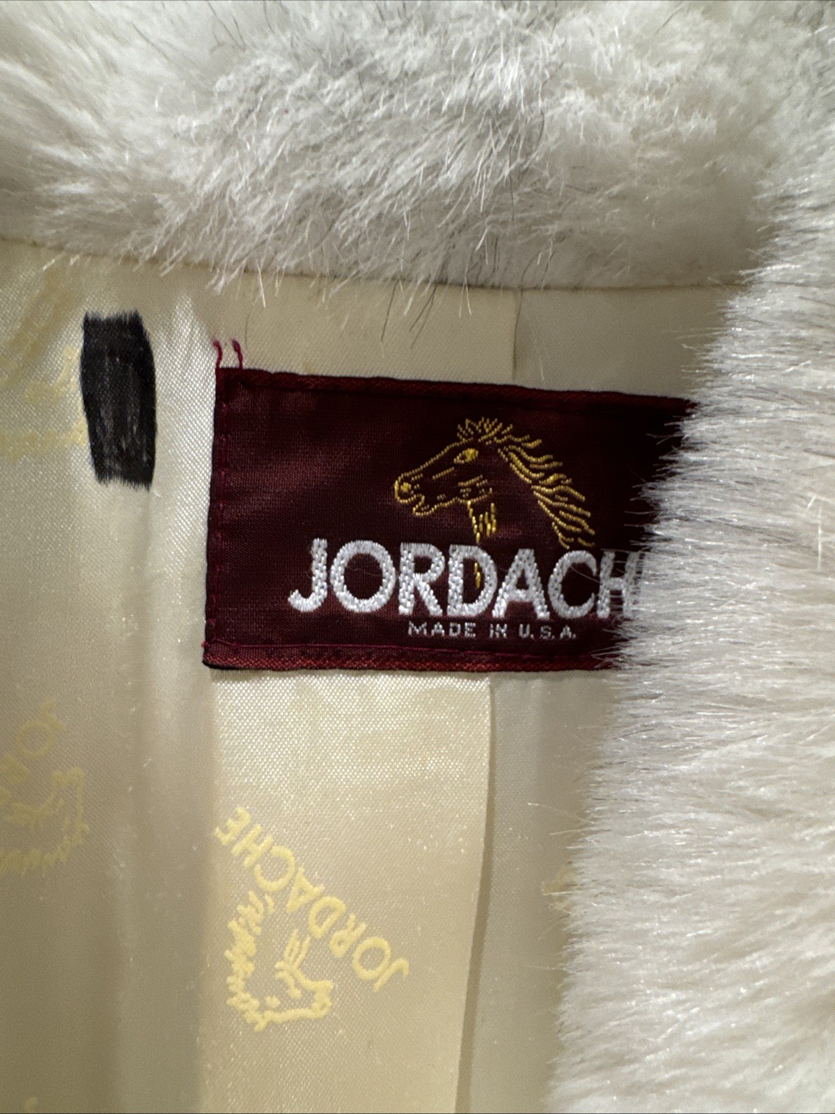 Large Vintage Jordache Faux Fur Coat Cream Ribbed Mid Length Jacket Women&rsquo;s USA