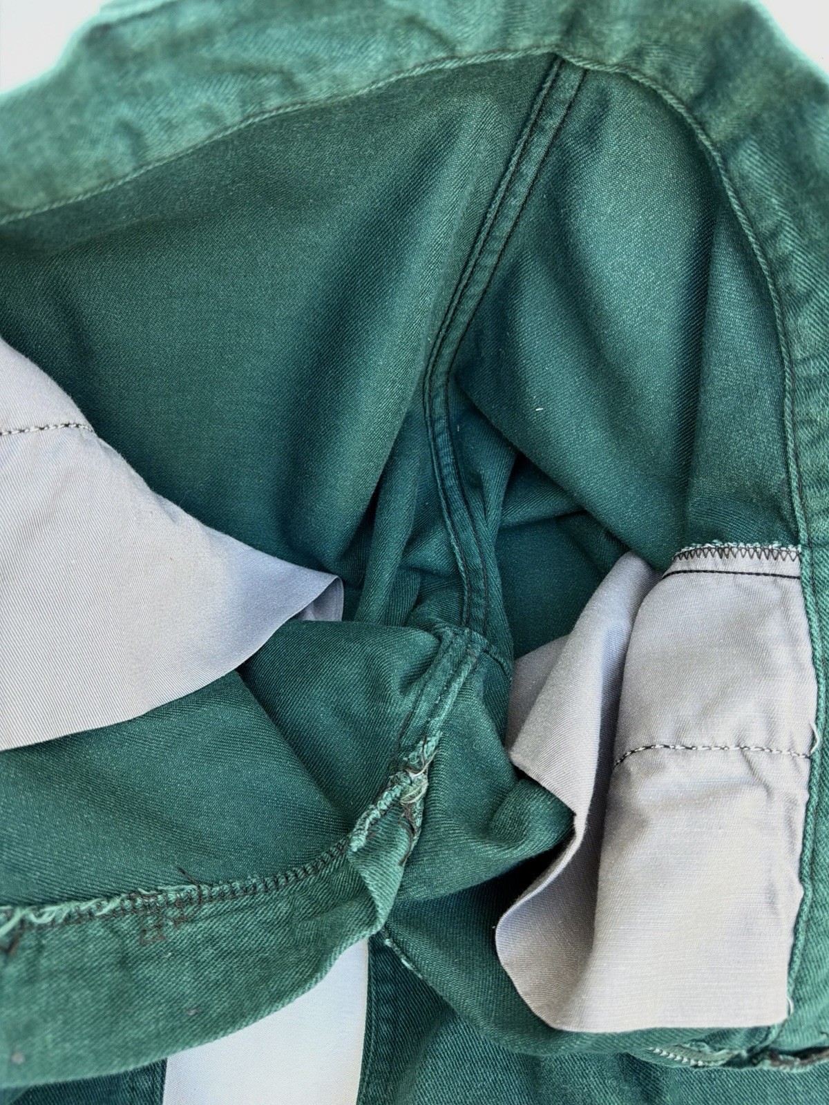 Vintage c1974 Forest Green Flared Pants Jeans Brushed Twill EUC 28” x 43.75”
