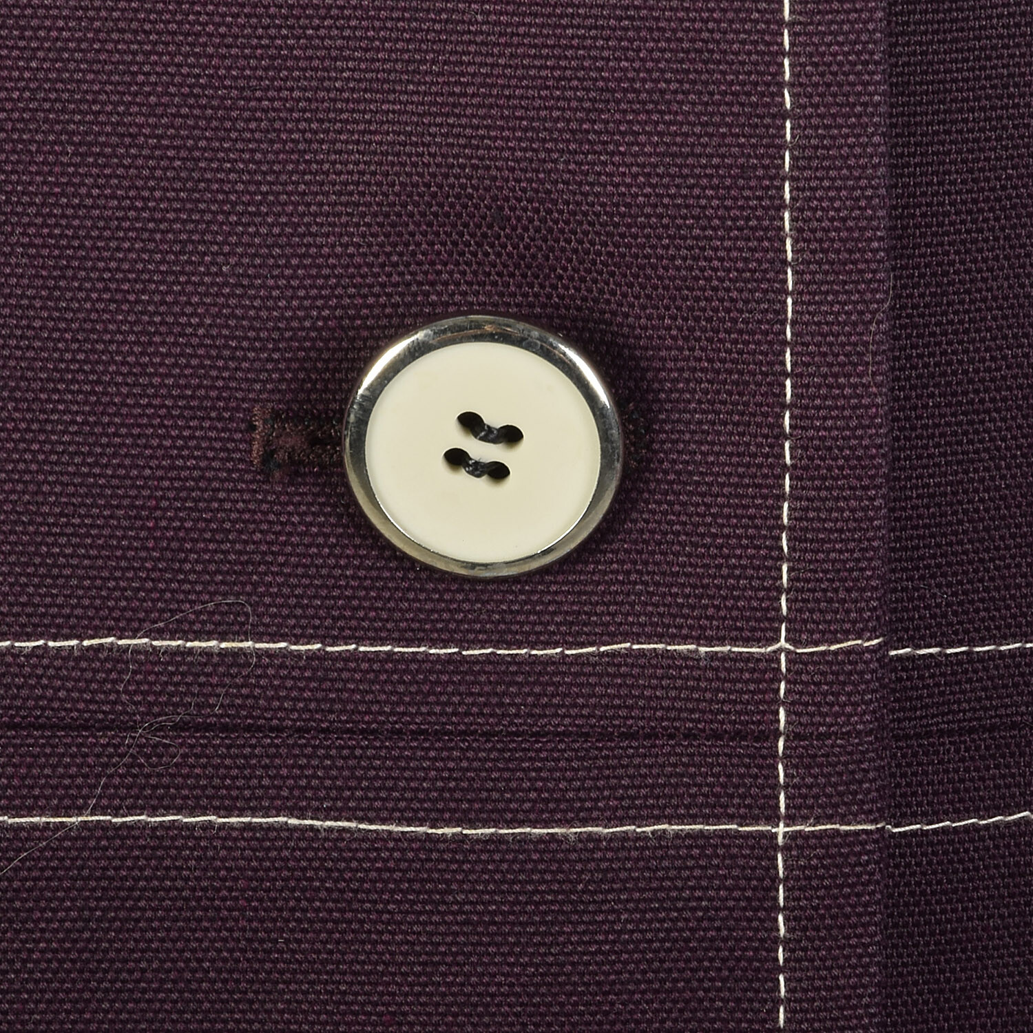 Medium 1960s Coat Plum Aubergine Mod Double Breasted Canvas Autumn VTG 60s