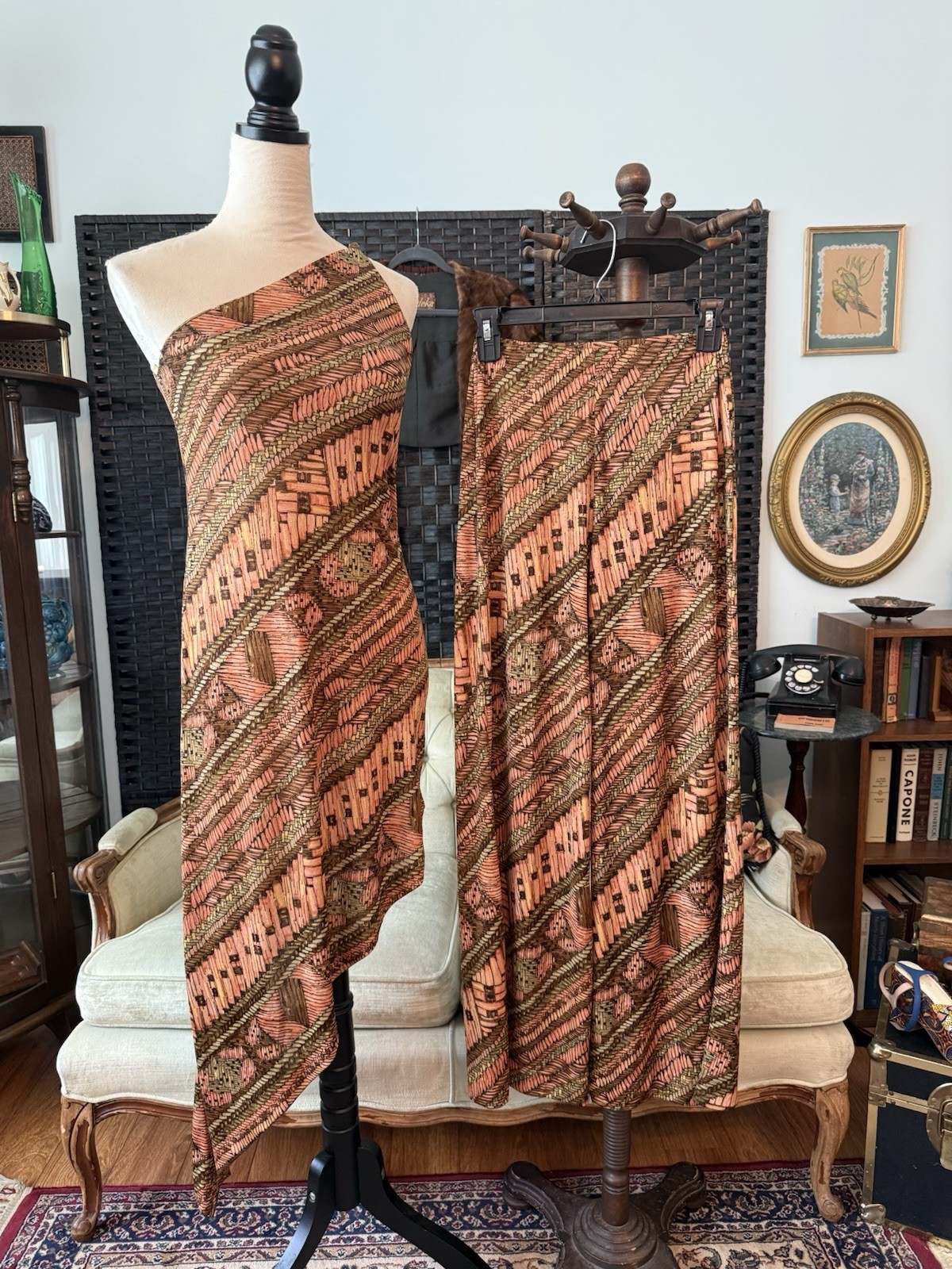 Vintage Joy Stevens California 2 Piece Pant Set One Shoulder Wide Leg Pants S