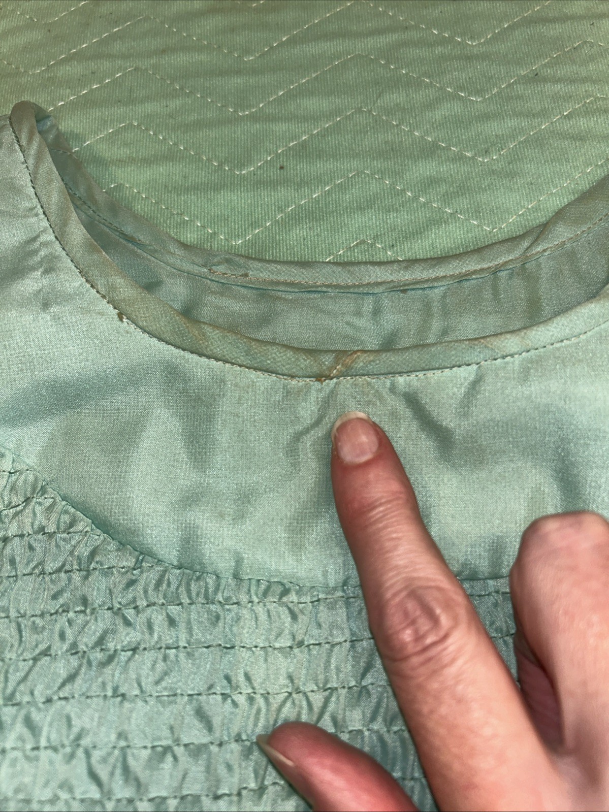 Vtg Women&rsquo;s 50s Sleeveless Seafoam Green Belted Party Dress Chiffon Pleats Sz 12