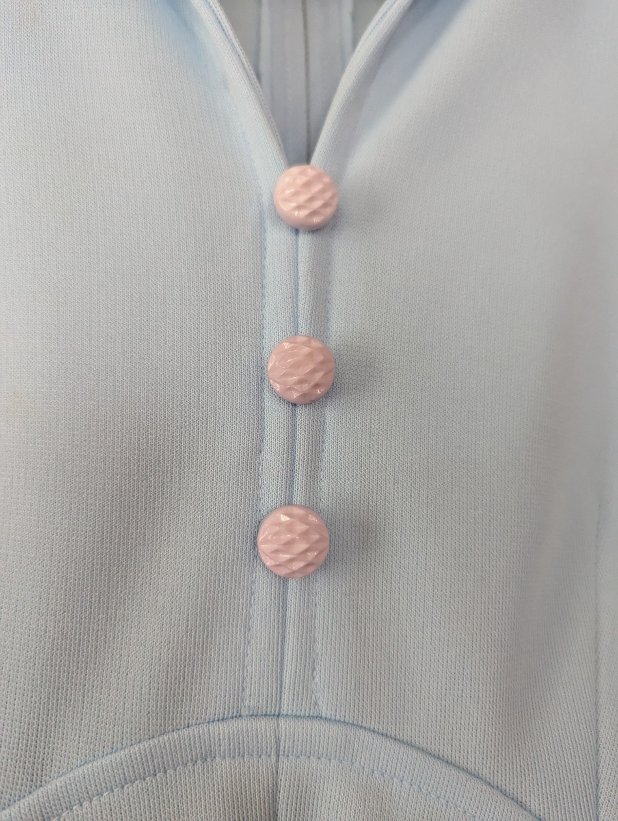 Vintage Mod A Line Point Collared Dress Handmade Back Zip 1970s 34 In Bust Retro