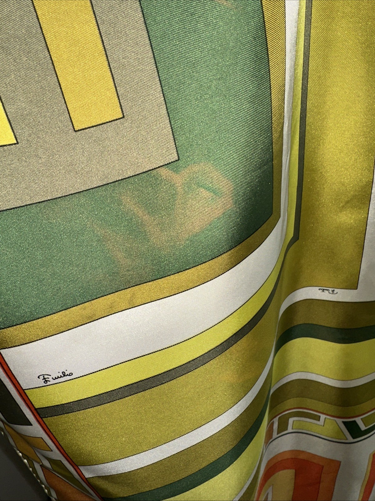 Vintage Emilio Pucci Geometric Silk Scarf Made In Italy 35 In. Square