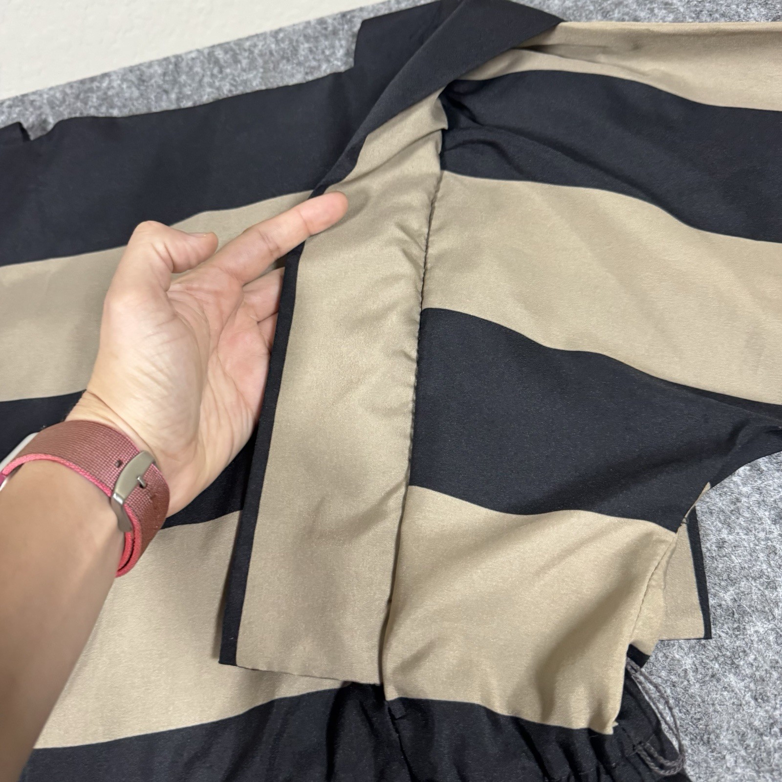 Vintage-Inspired Black & Tan Striped Pleated Dress Retro 1940 1950s ERA Size 5/6