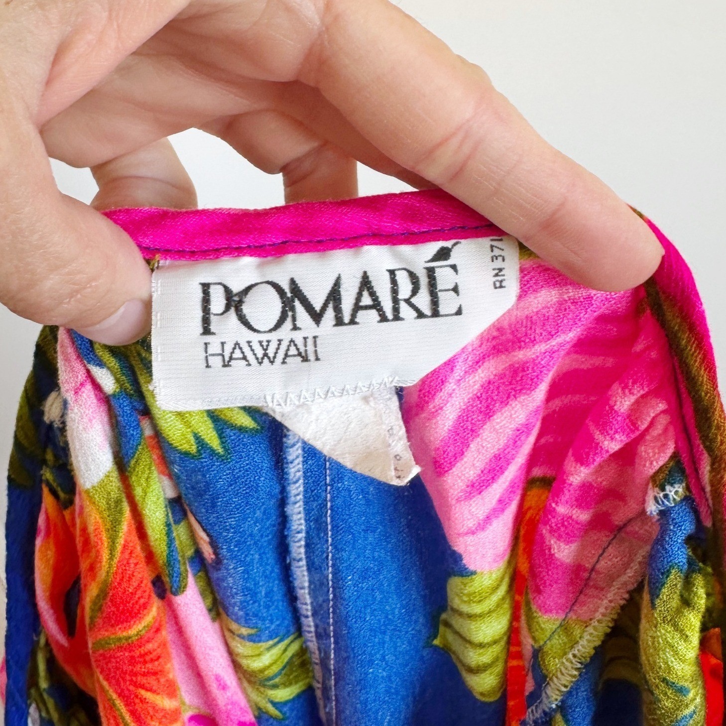 Vintage Pomare Hawaii Muumuu Dress Hibiscus Floral Medium Tiki Vacation Resort