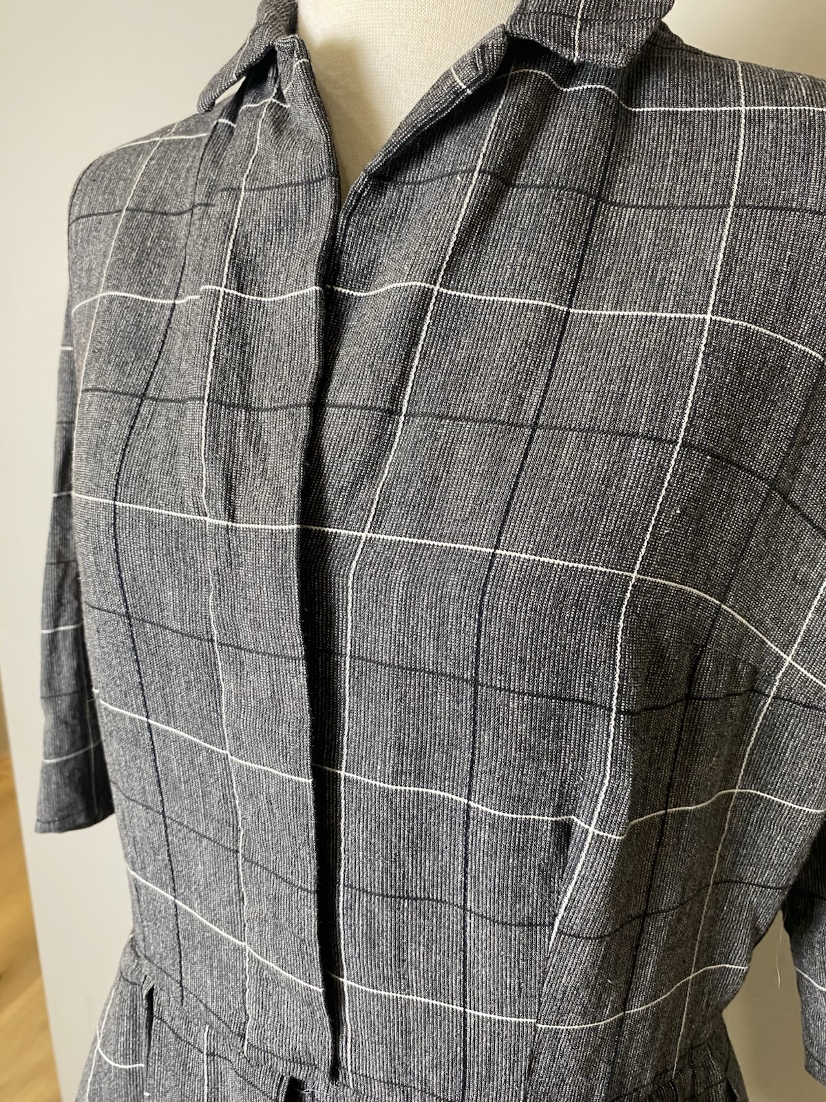 VTG 1950’s “Shirt Dress” Made In California Grey Pleated Skirt Waist-32