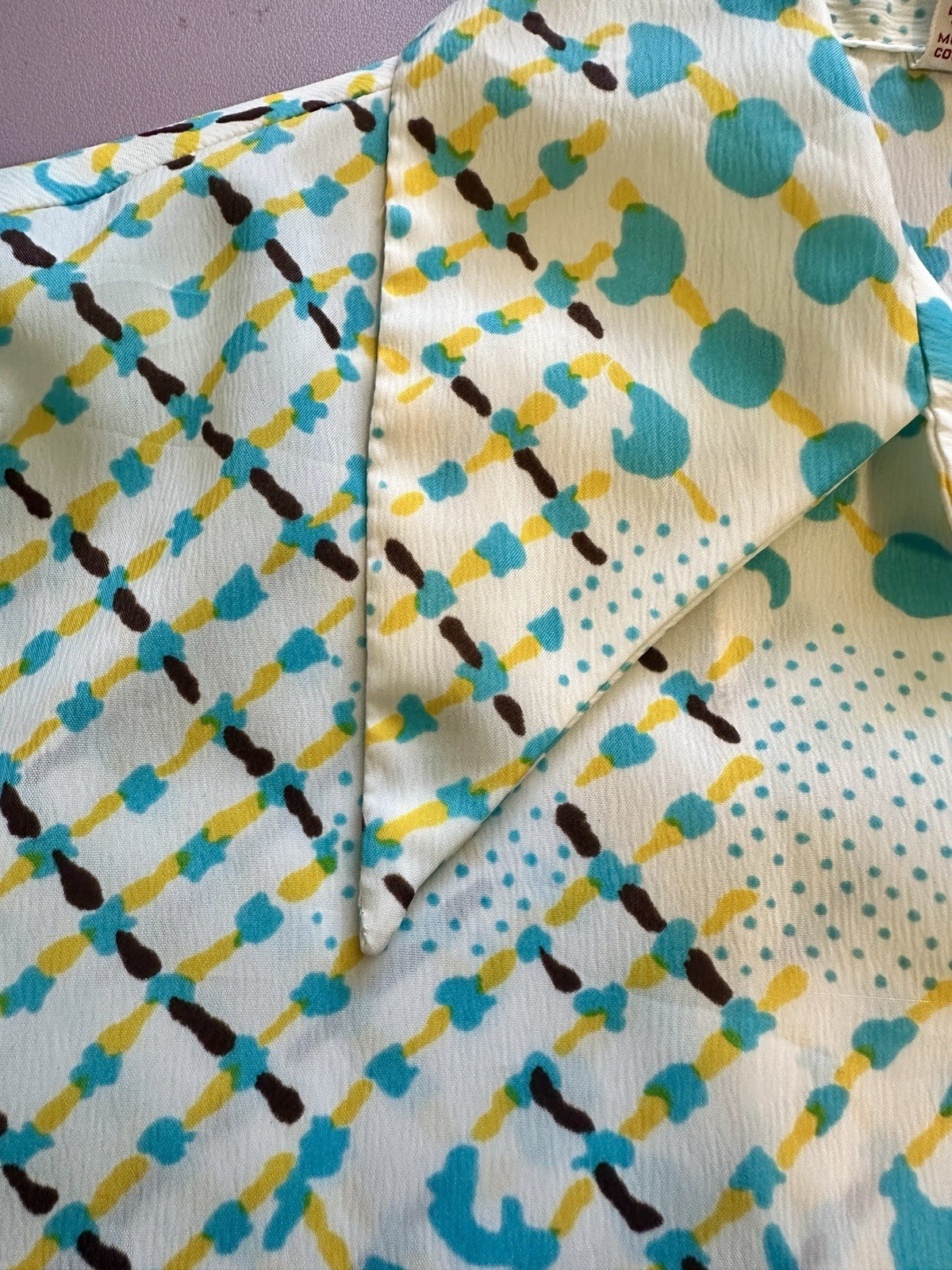 Graff Button-Up Shirt Dagger Collared Button-Front Polyester 44 White Blue