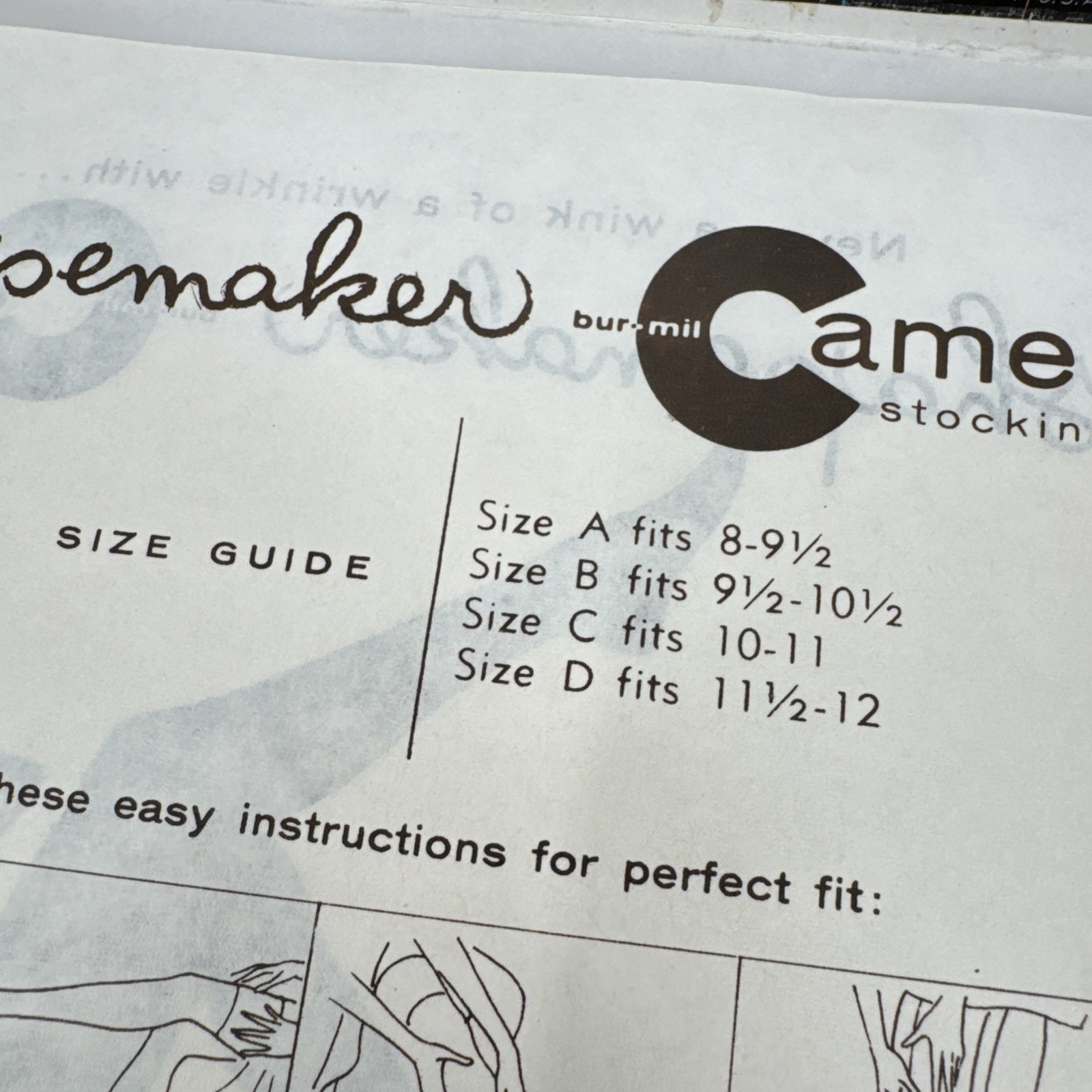 Vintage Bur-Mil Cameo 6 Shapemaker Flat Knit Seamless Plain Stockings C 10-11