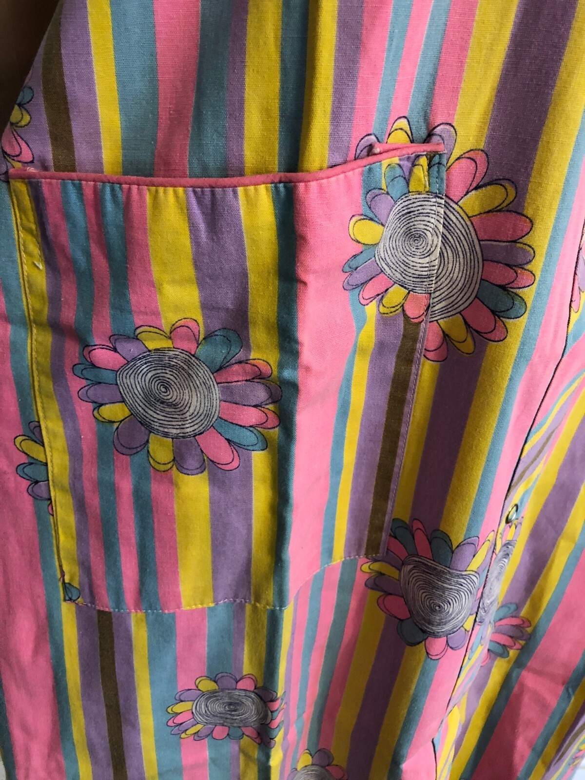 vtg 60s Psychedelic flower power Hippie Caftan Dress house coat Sz M
