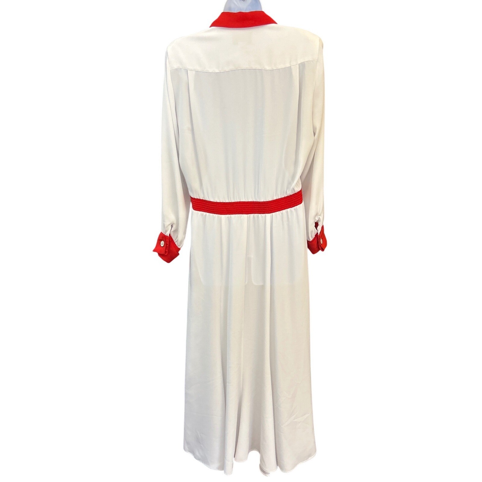 Vintage Billy Jack Apparel White Red Colorblock Button Maxi Shirt Dress 11/12