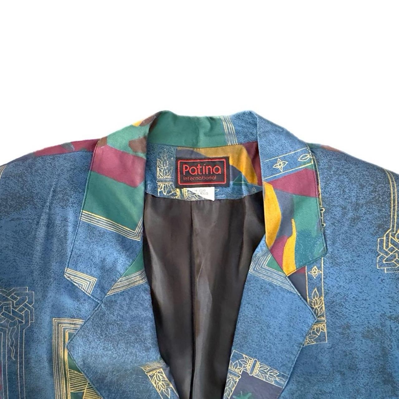 Patina International Vintage Retro Multicolor Blazer Blue Green Yellow Red L