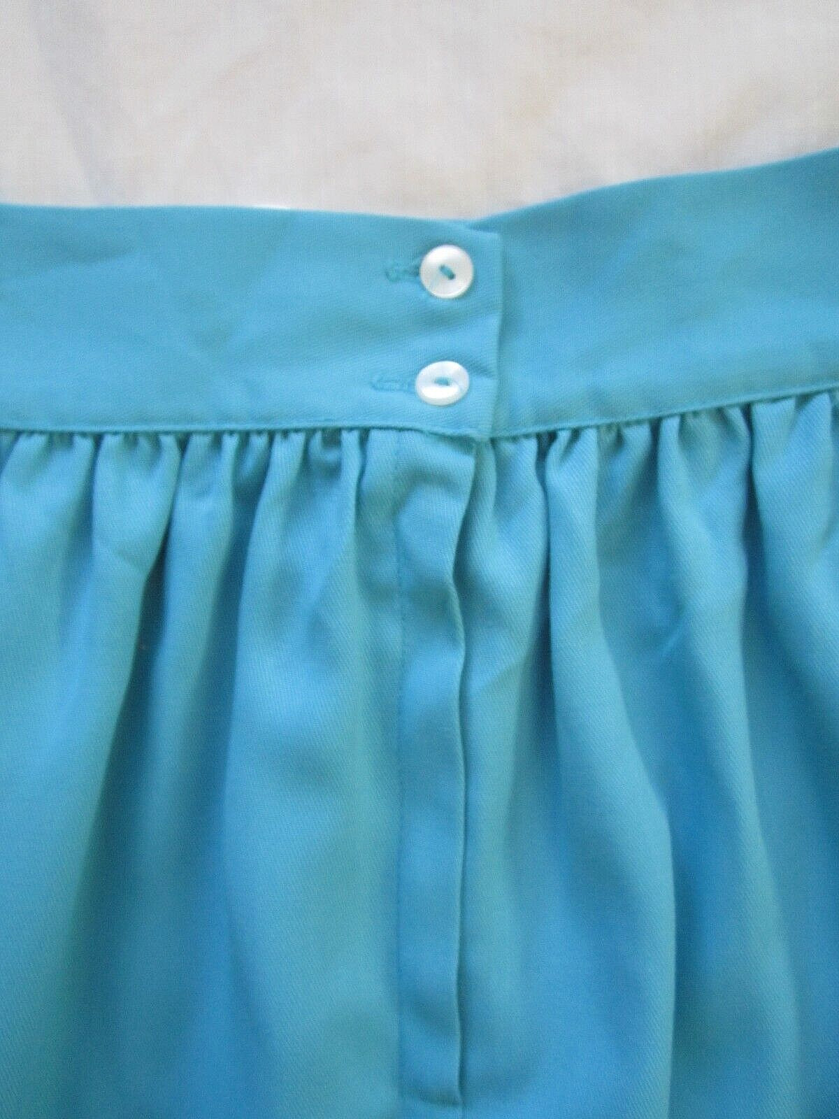 Vintage Blue Polyester Cotton Gathered Skirt 26&Prime; waist + Belt Retro Hippie 1970s