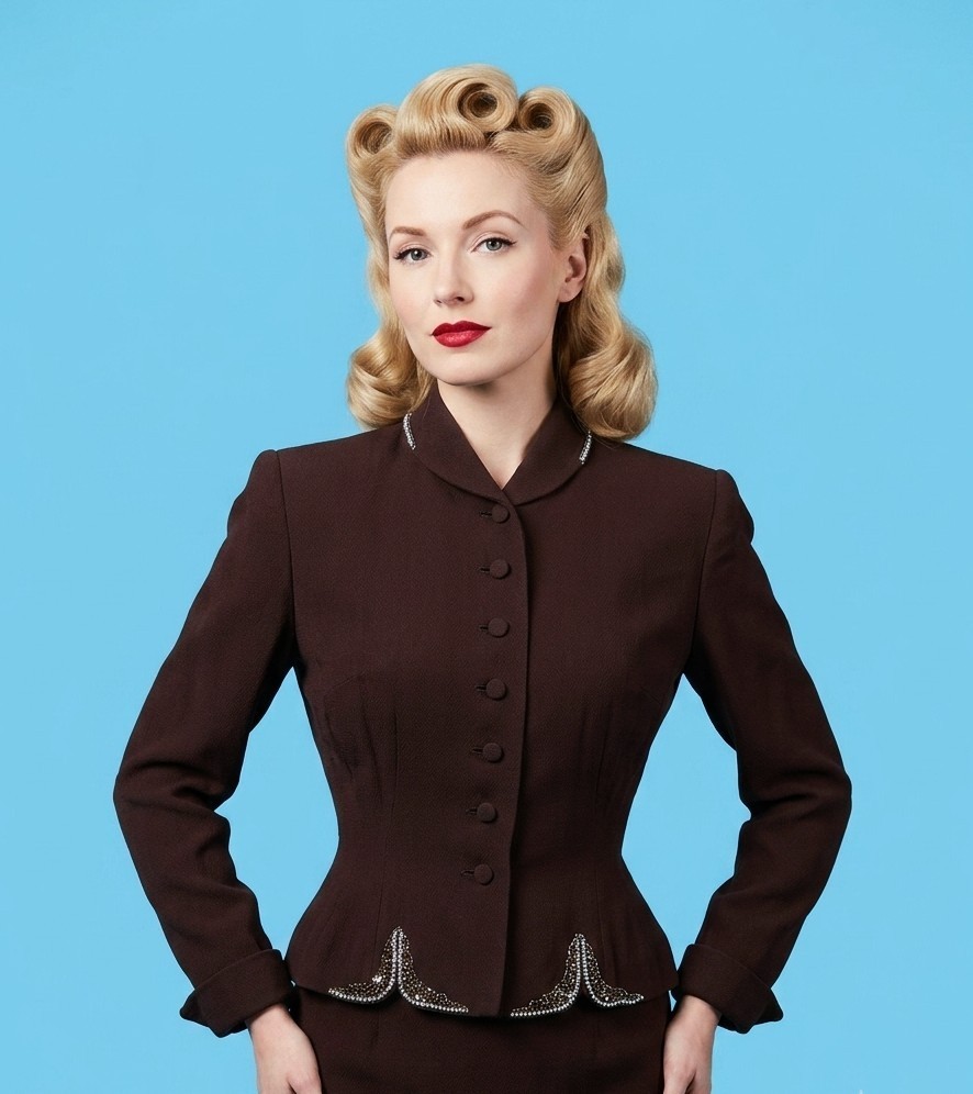Sequin/Faux Pearl Trimmed 1940s Jacket; Size 4-5/Small; Flaws/Costume/Photos