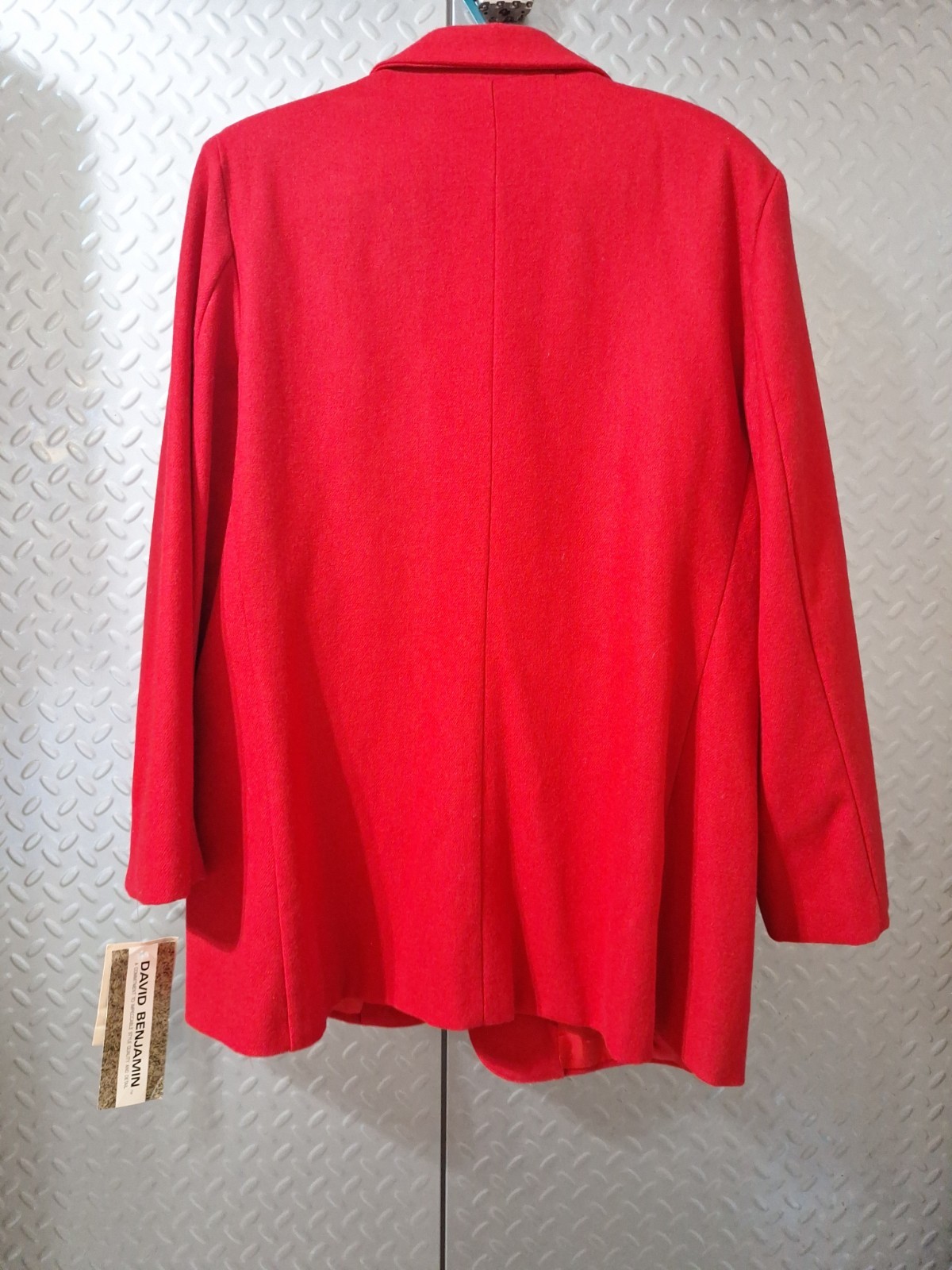 New Vintage David Benjamin Oversized Long Blazer Wool 18 Red Womens 90s Jacket