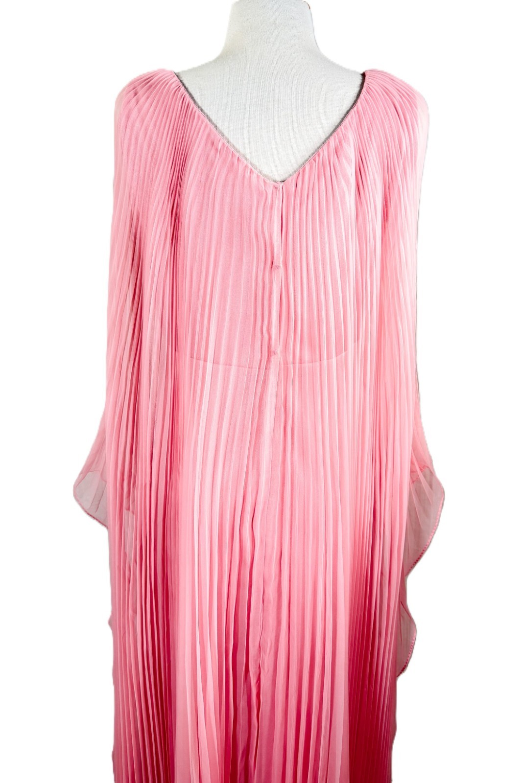 Vintage Miss Elliette Cape Pleated Maxi Dress, Pink Goddess Dress