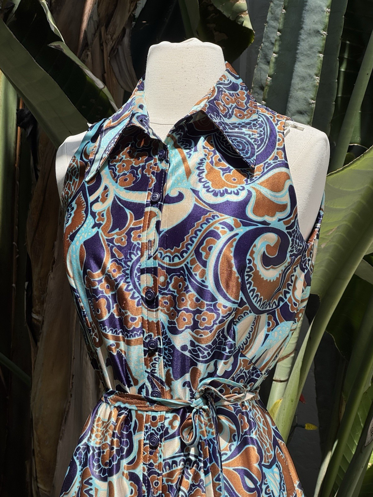 vintage 60s 70s psychedelic Long Maxi dress Palm Springs Dress M Large