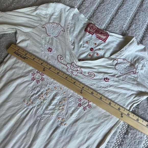 Johnny Was Cotton Embroidered Top Blouse S Boho Y2K western cottage party