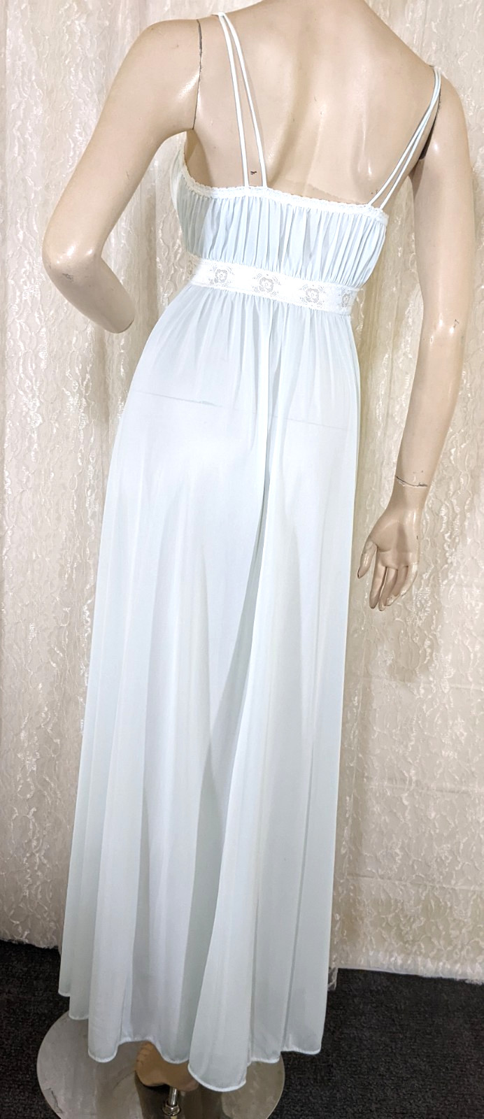 VTG Olga Stretch Full Sweep Lace Lingerie Nightgown Chiffon Peignoir Robe Set S