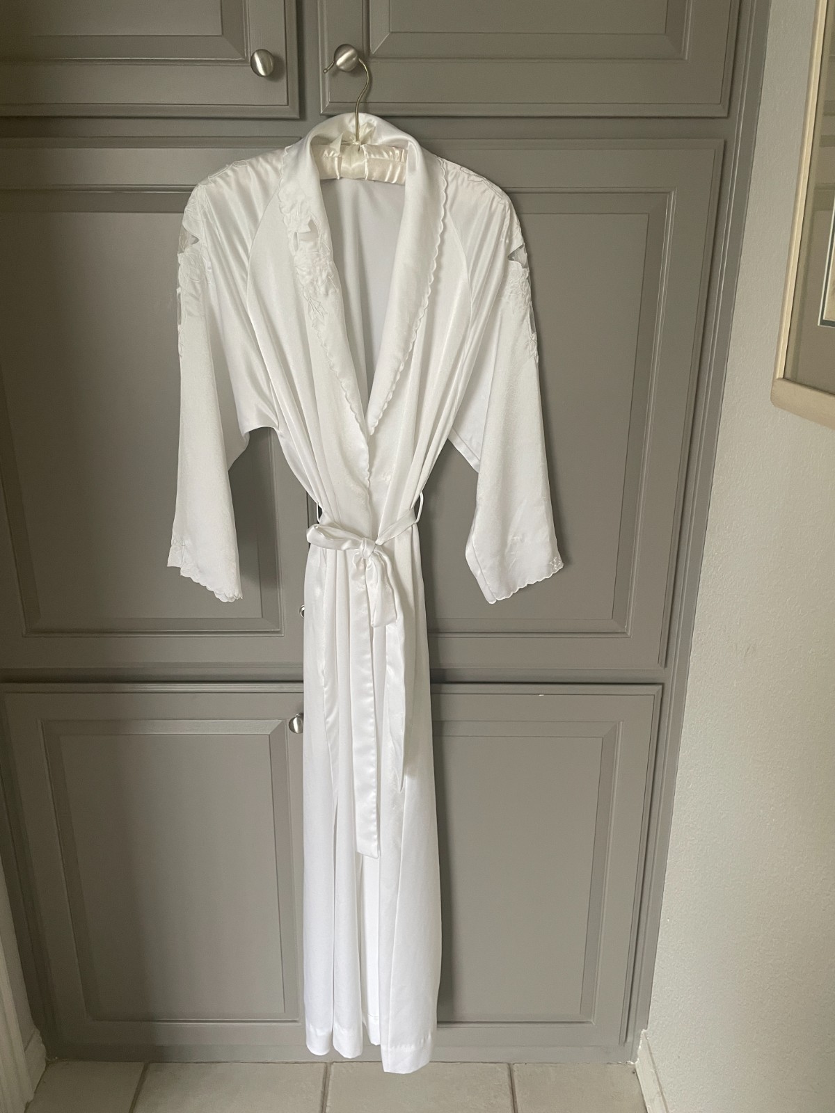 Vintage Eve Stillman Couture Satin Robe Ivory Lace Bridal Bridalcore Coquette S