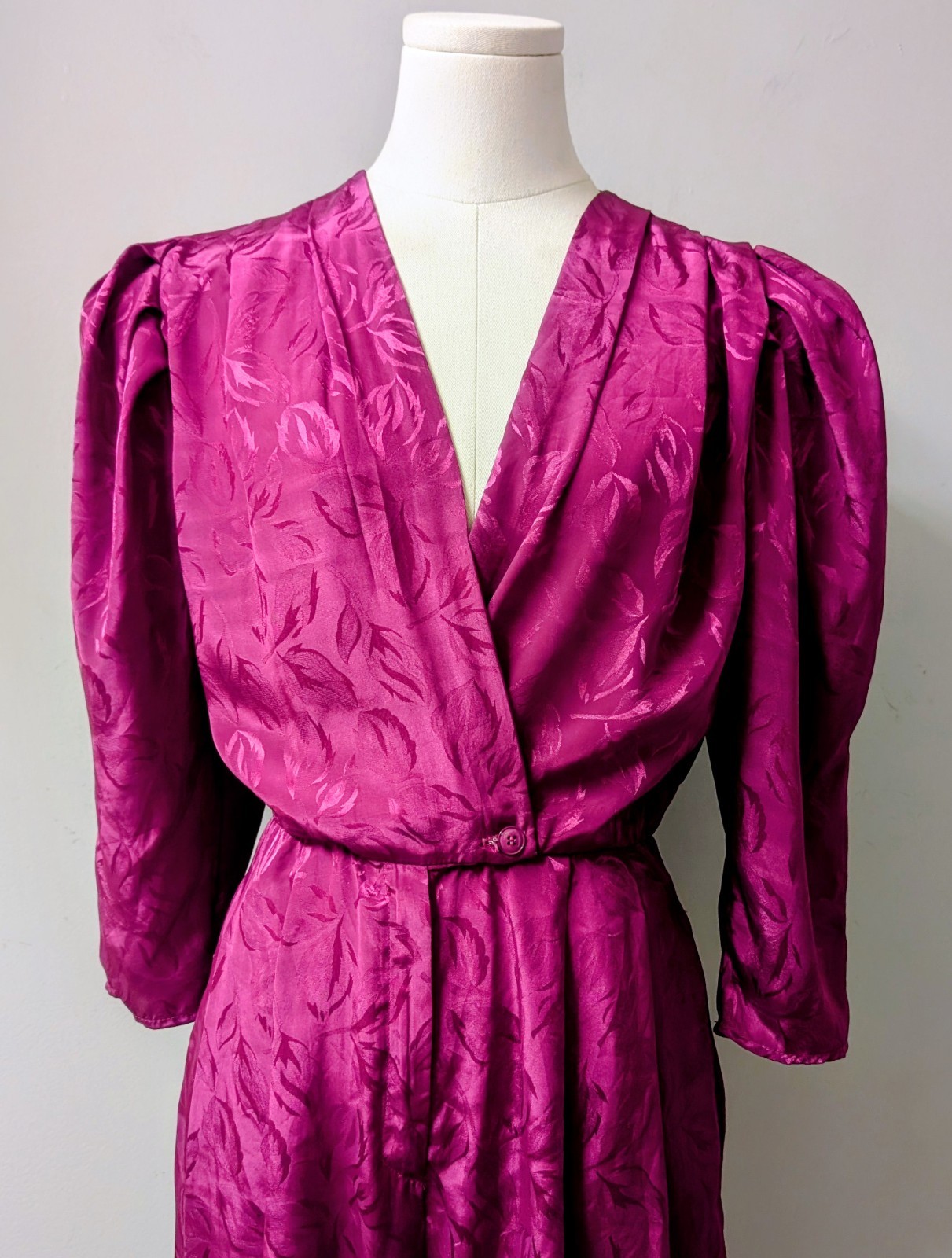Vintage 80s BB Collections Barbara Barbara Fuchsia Jumpsuit Dynasty Glam Power S