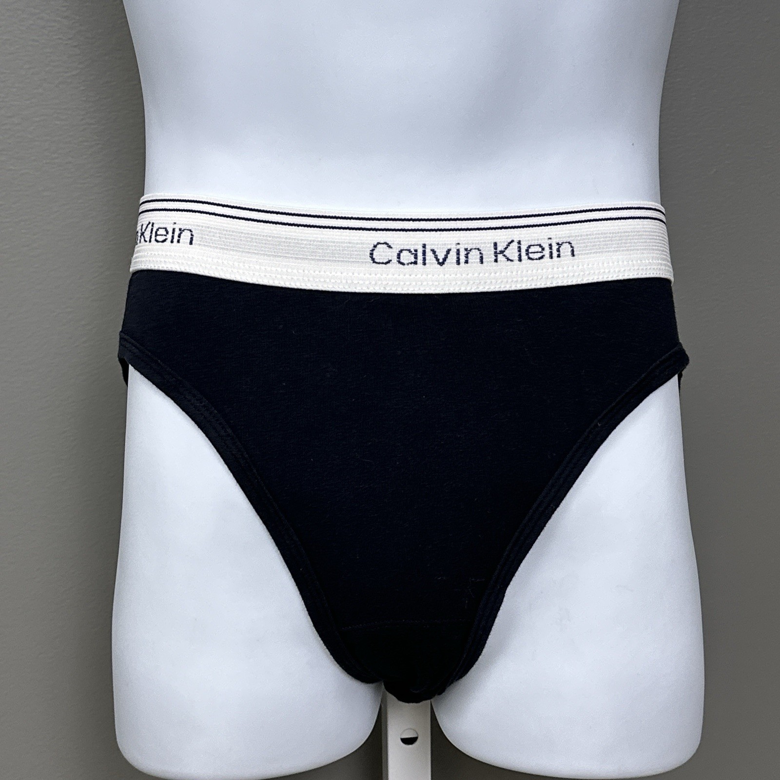 Vintage 1994 Calvin Klein Athletic Black High Cut Briefs USA Logo Waist Large