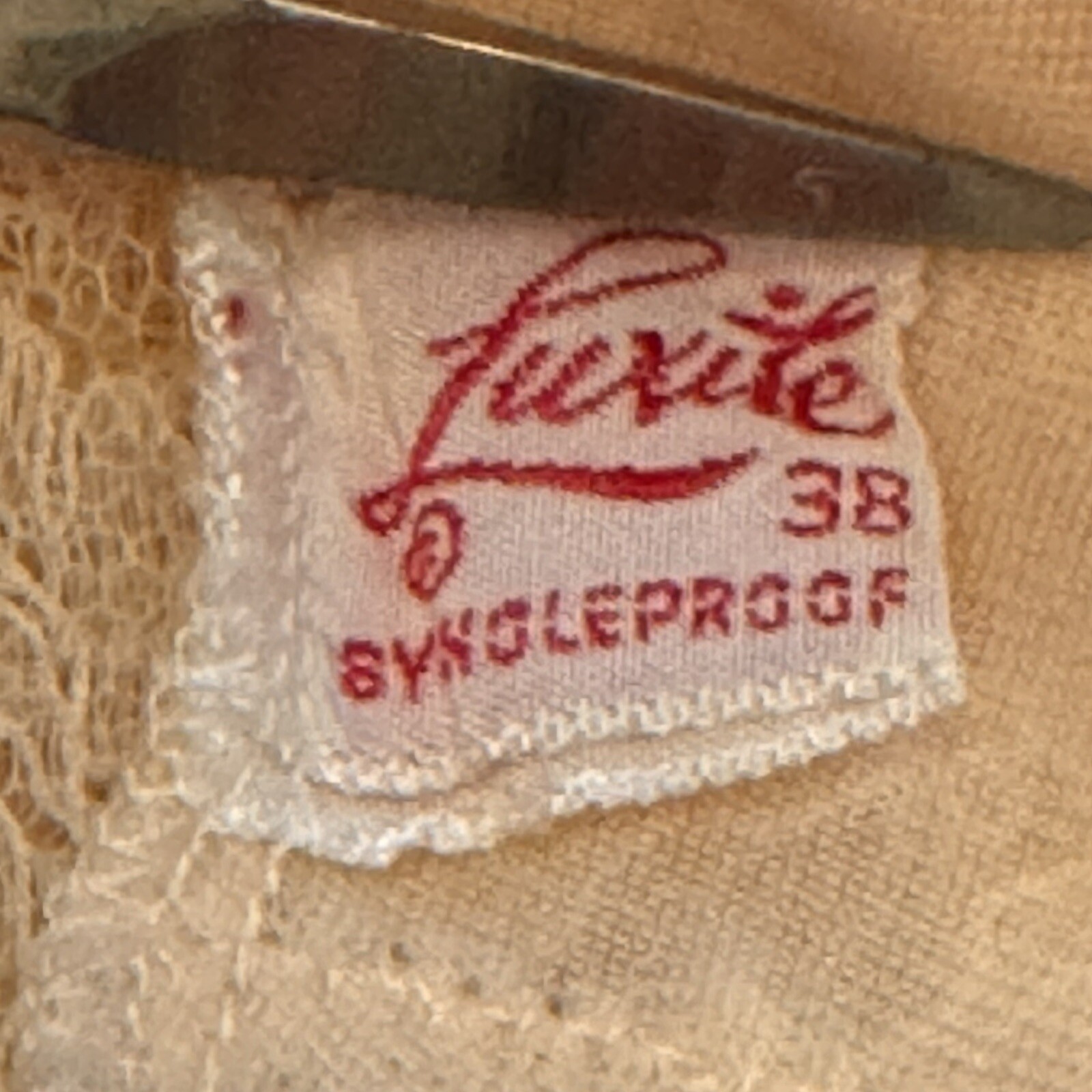 VTG 40s LUXITE by Holeproof SHEER Nylon Pink Peach Long Nightgown Ivory Lace 38