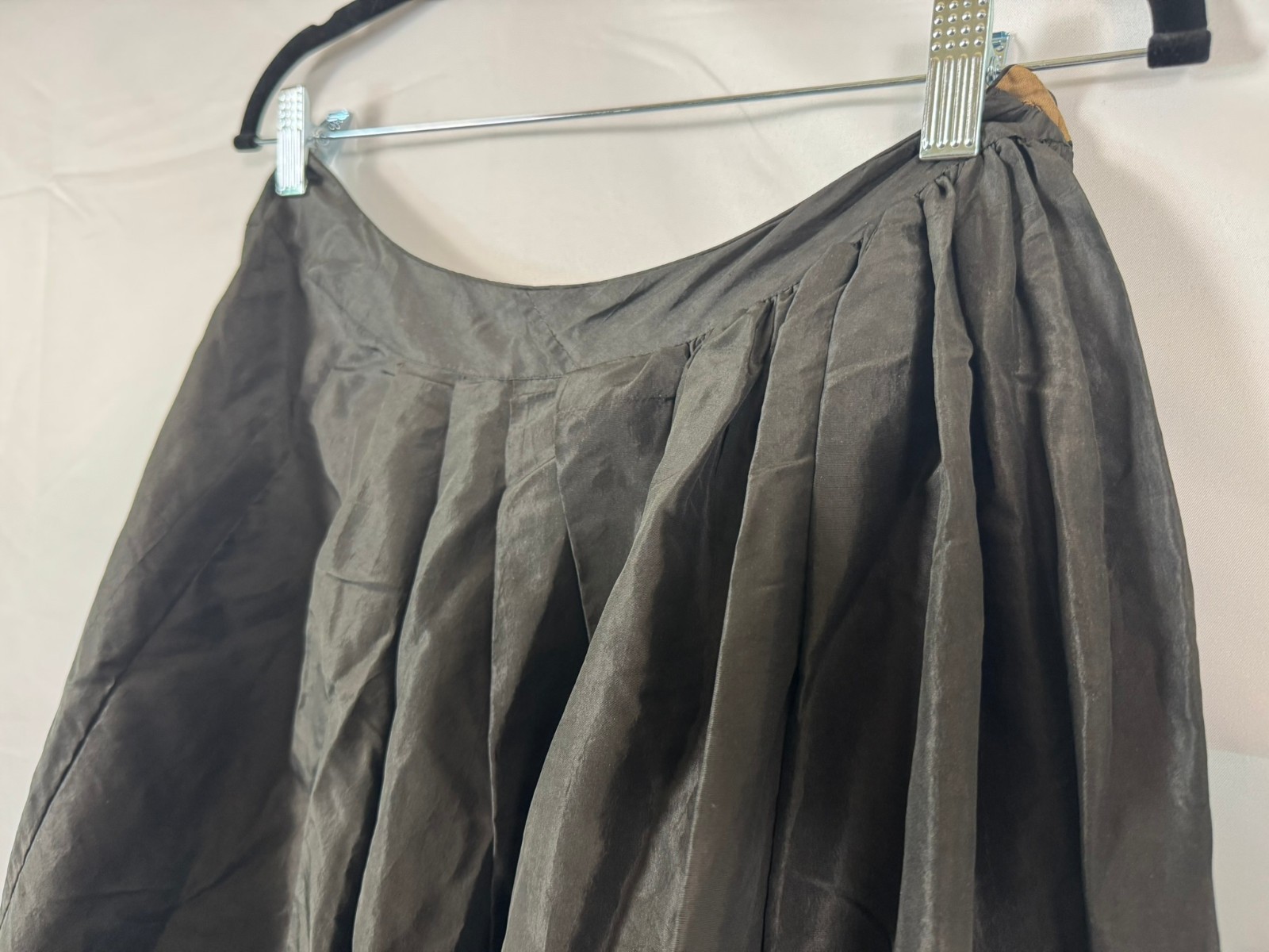 Antique Victorian Black Silk Taffeta Skirt Triple Ruffle Bustle Era Handmade