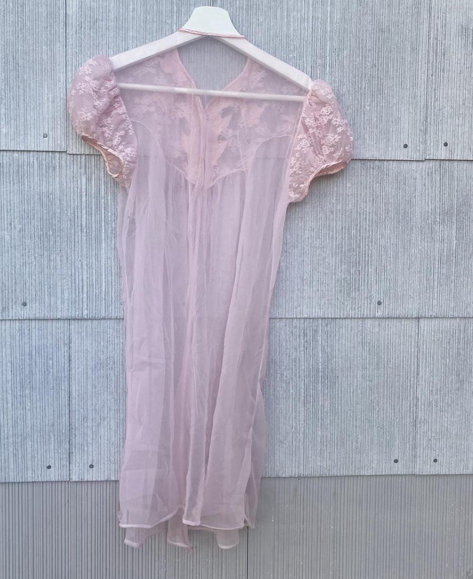 Vintage Movie Star Pink Babydoll Nightgown, 1960s-1970s Peignoir Robe Size L