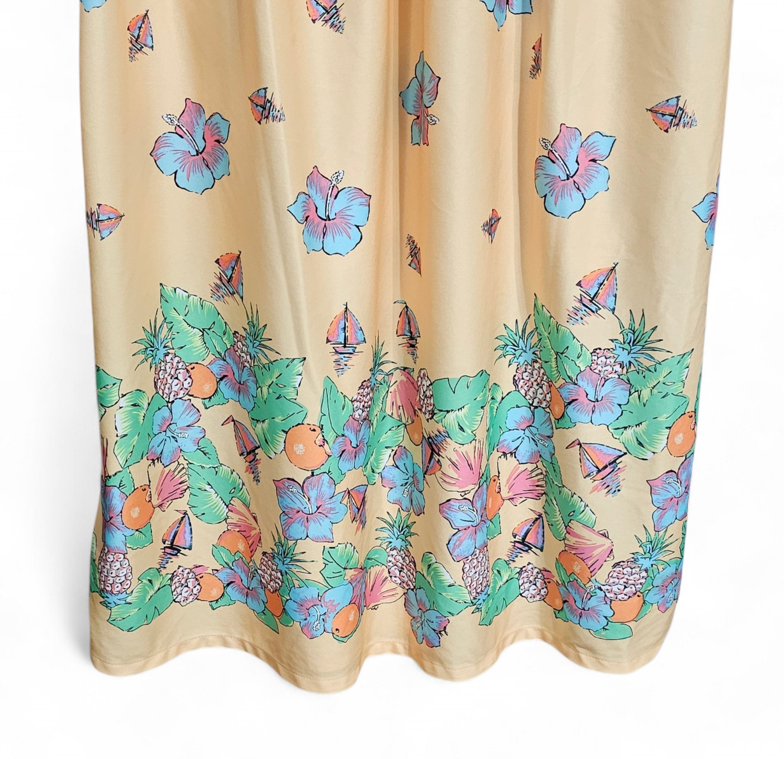 Vintage Anthony Richards Housedress MuMu Yellow Floral Pull Over Pockets Size 1X