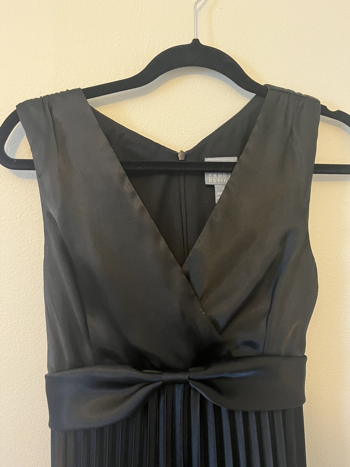 Vintage 90’s Rabbit Rabbit Rabbit Design Black Pleated Sexy Lined Dress Size 12