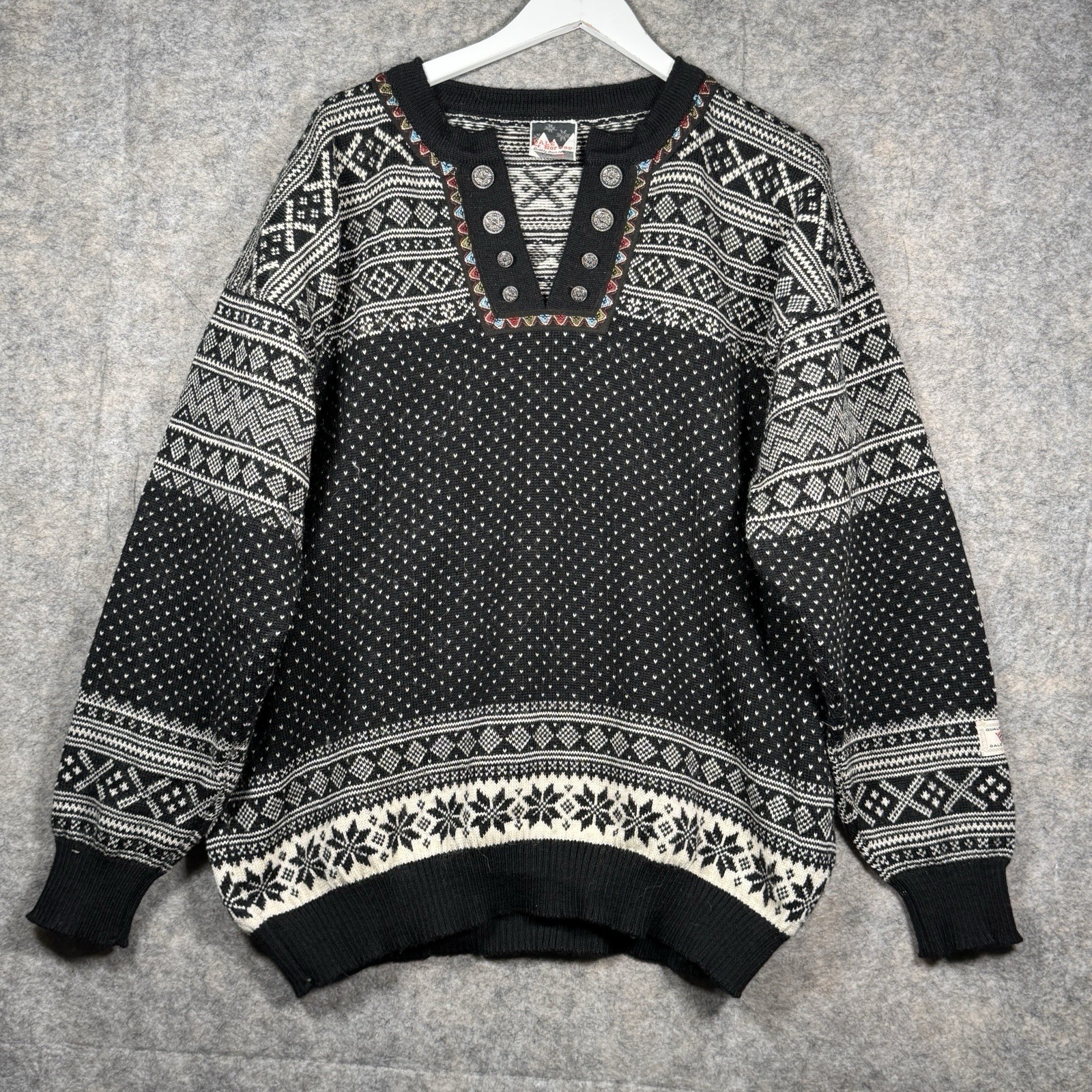 Vintage Womens 90s Dale Of Norway Fair Isle Wool Pullover Sweater Sz 2XL 25×29.5