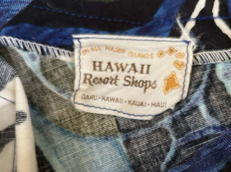 Hawaii Resort Shop Blue Geometric Midi Cotton Hawaiian Aloha Dress-32&Prime; Chest