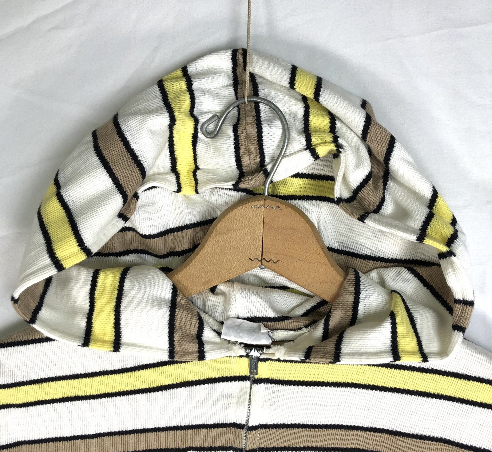 VINTAGE Hoodie Beach Cover Up KNITMASTER 60s Womens Small Terry Cloth Stripe J23