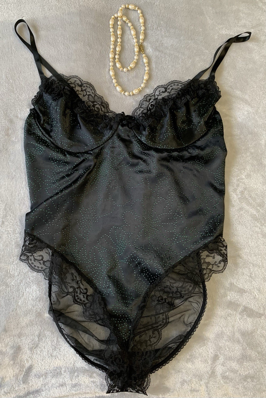 Vtg Satin & Chiffon Teddy Faris Style Nylon Lingerie 1X Plus sz Underwire