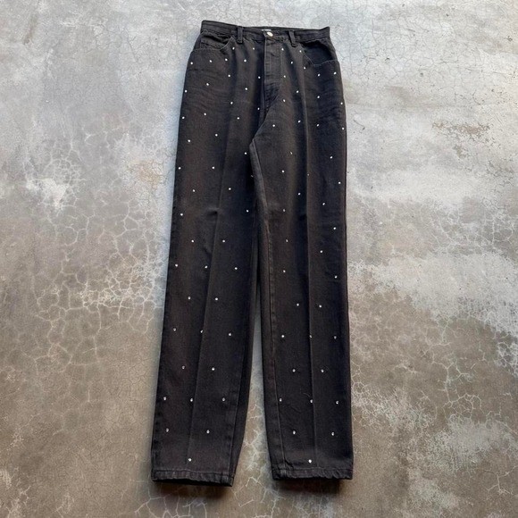 Vintage 90&rsquo;s David David Rhinestone Black Denim High Rise Jeans