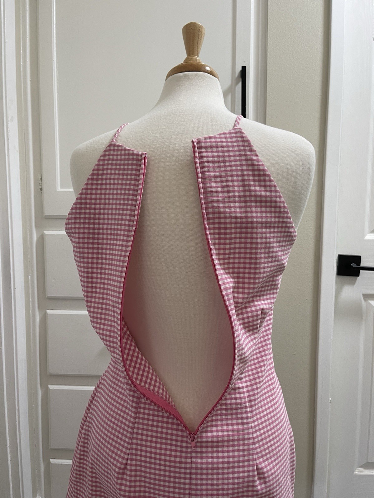 Vintage 90s California Concepts Gingham Sun Dress Size 7 Pink Y2K