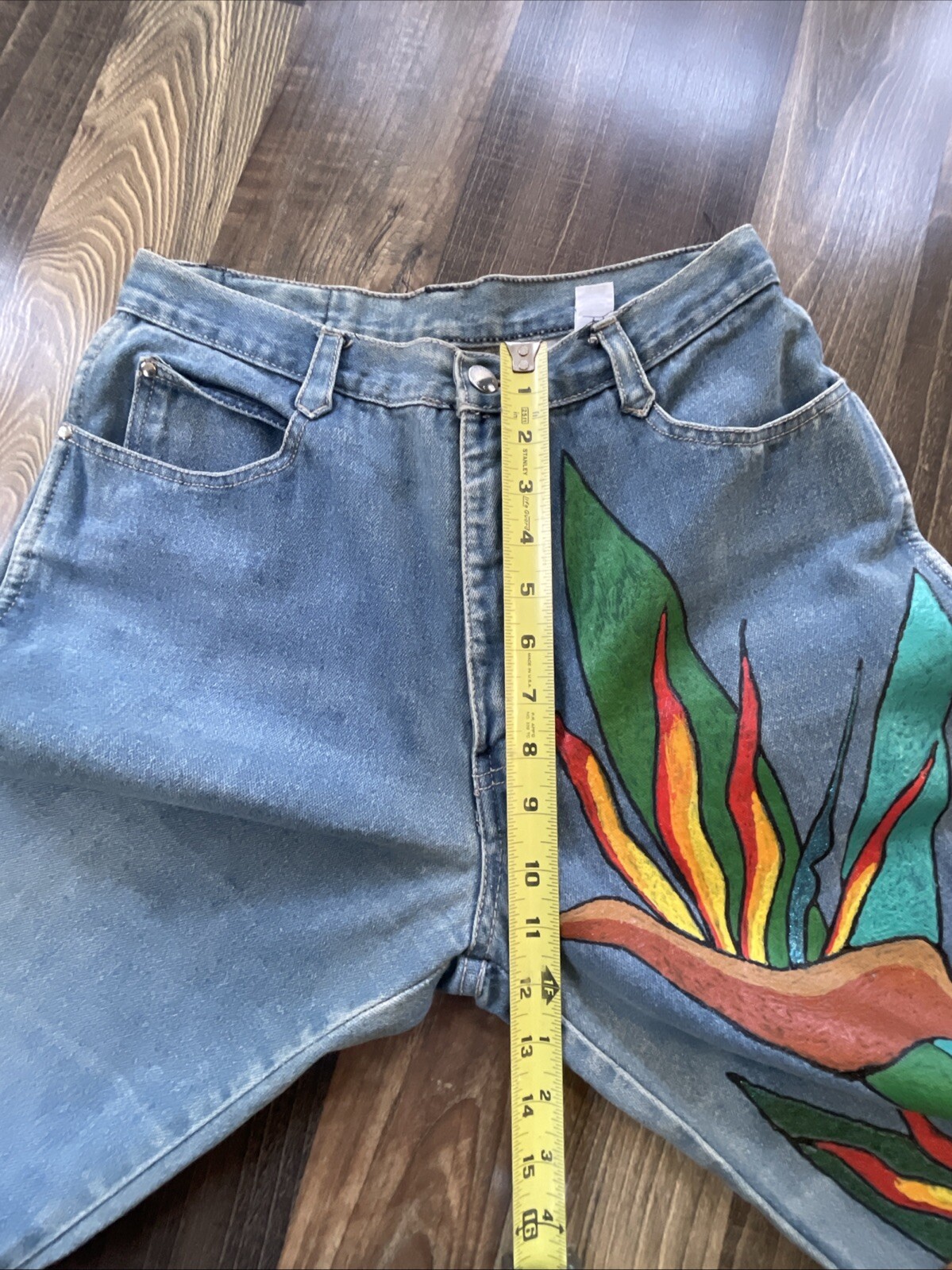 Brittania Jeans Custom Painting Size 13 (W26 L32) Birds of Paradise