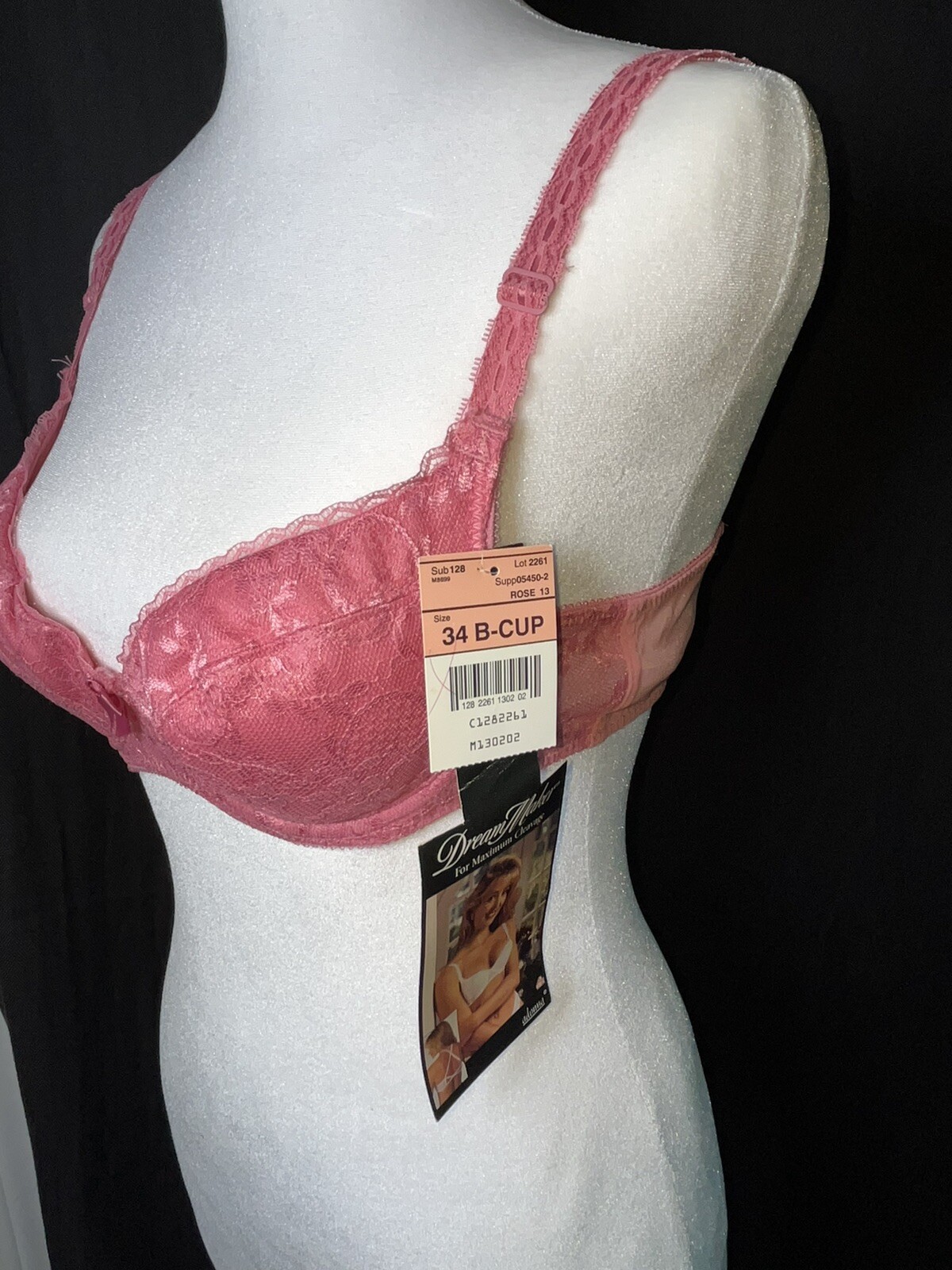Vtg NOS Bra Push Up Padded Add Cup 80&rsquo;s ADONNA Dream Maker Mauve Pink 34b