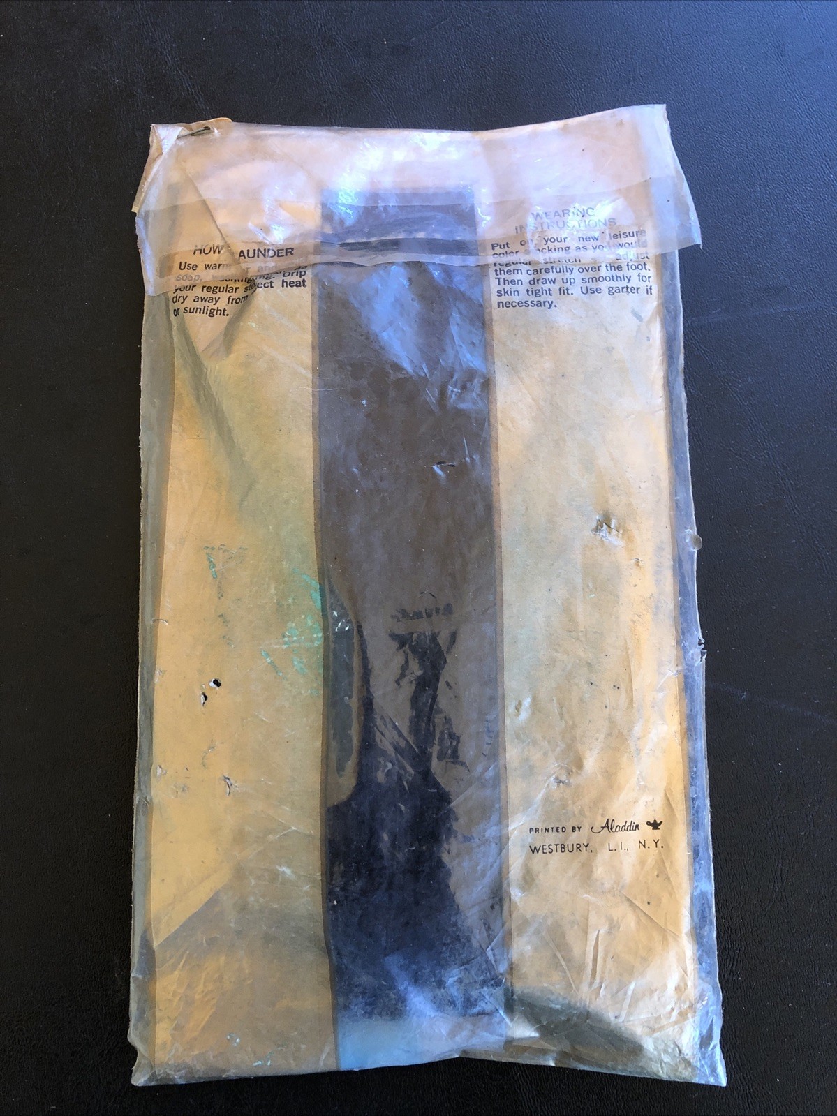 Vintage Black Patterned Fishnet Stocking NIP 8 1/2 -11