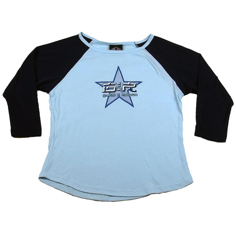 Vintage Guns N Roses Women&rsquo;s Blue Glitter GNR Star Raglan BBD T-Shirt Size L