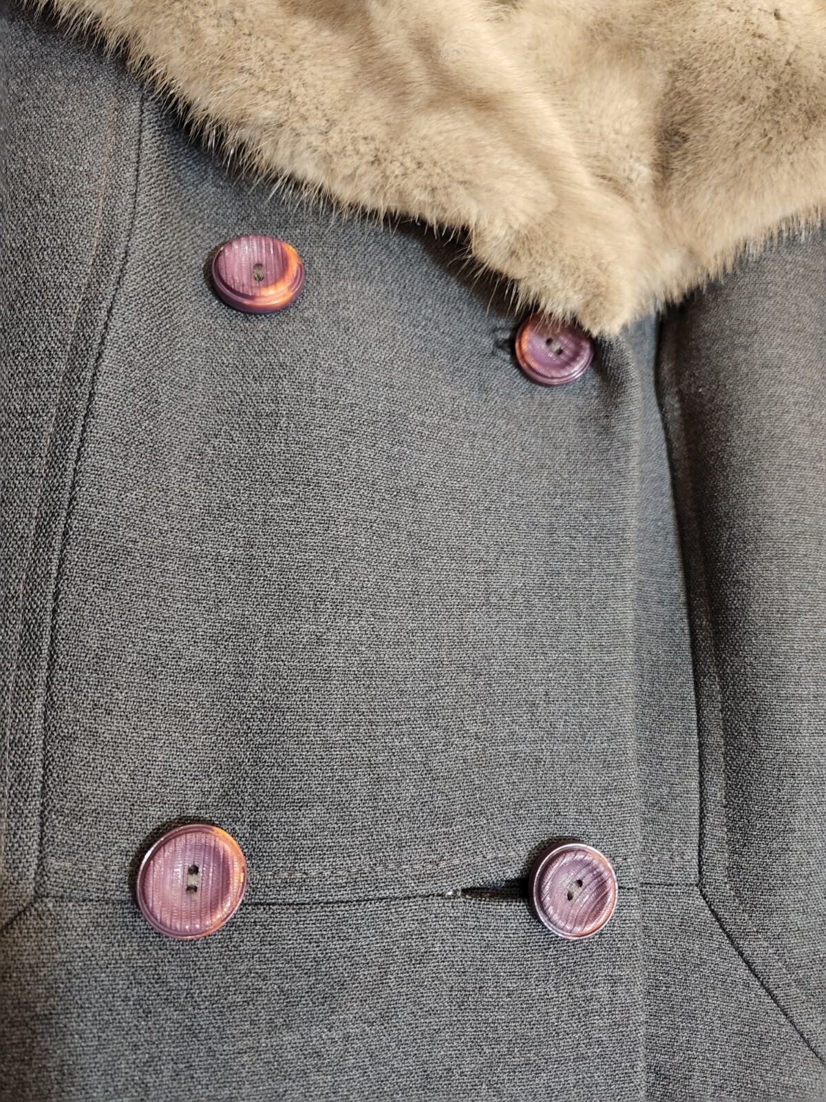 Vtg Stevens Forstmann Gray Fur Collar Coat Women&rsquo;s M/ L? ( 37&Prime; Bust)- no tag